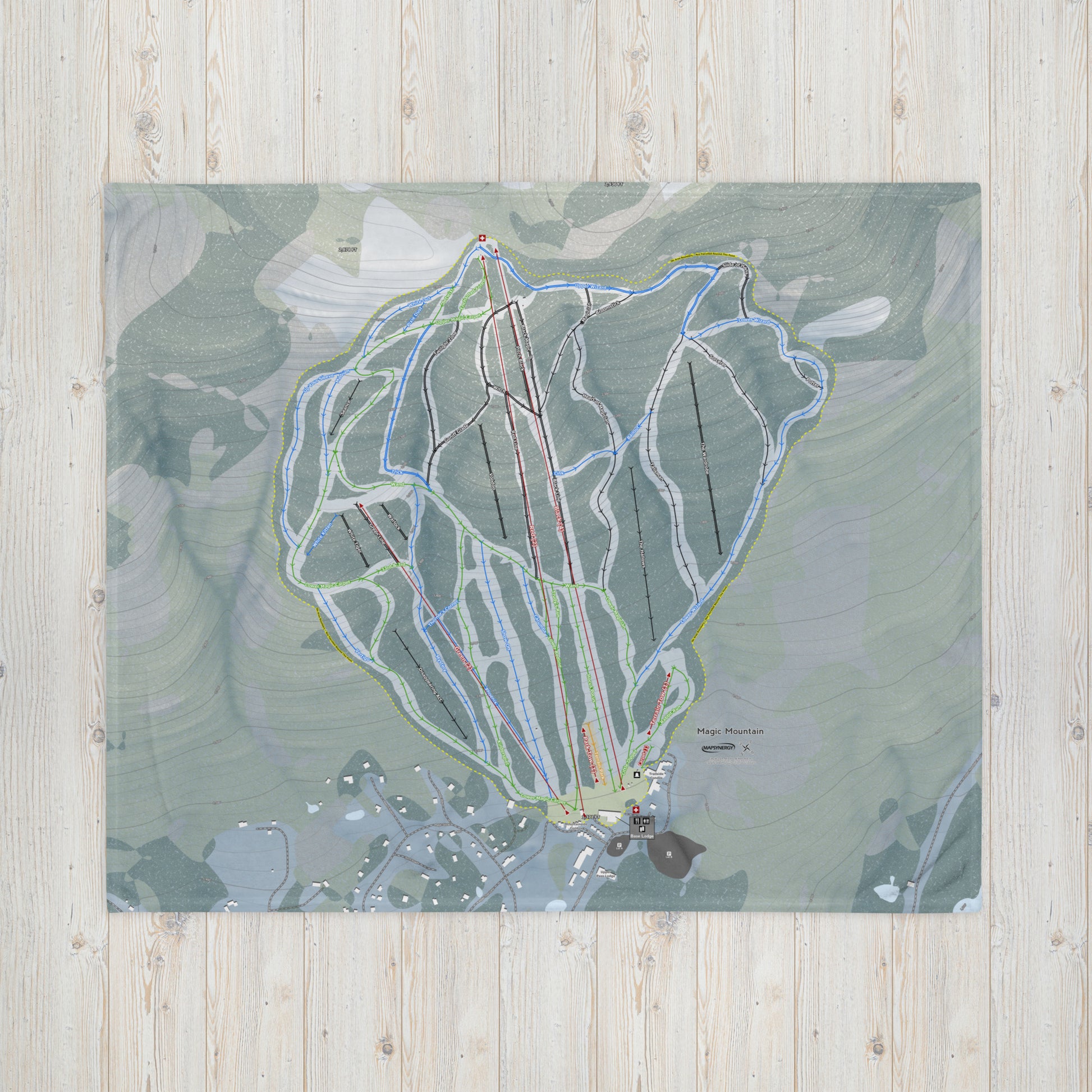 Magic Mountain, Vermont Ski Resort Map Blanket - Powderaddicts