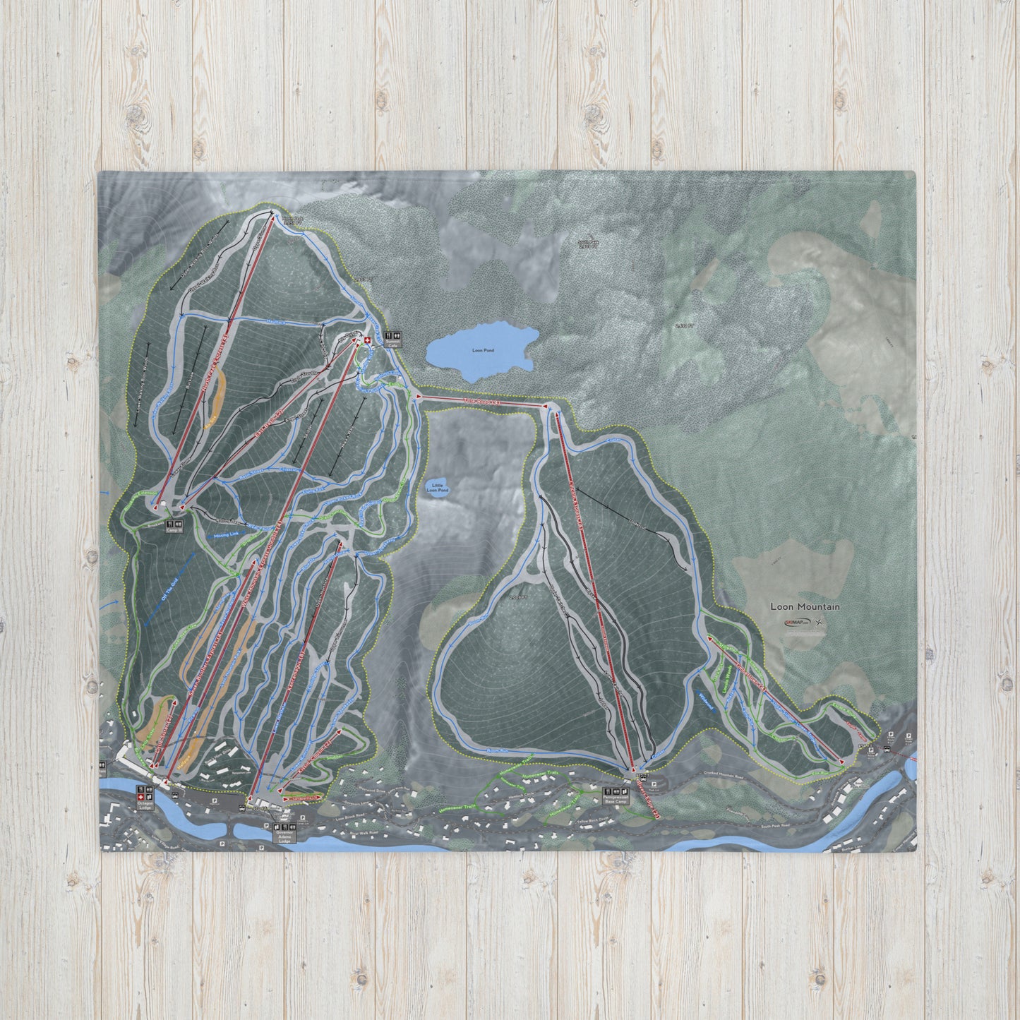 Loon Mountain, New Hampshire Ski Resort Map blanket - Powderaddicts