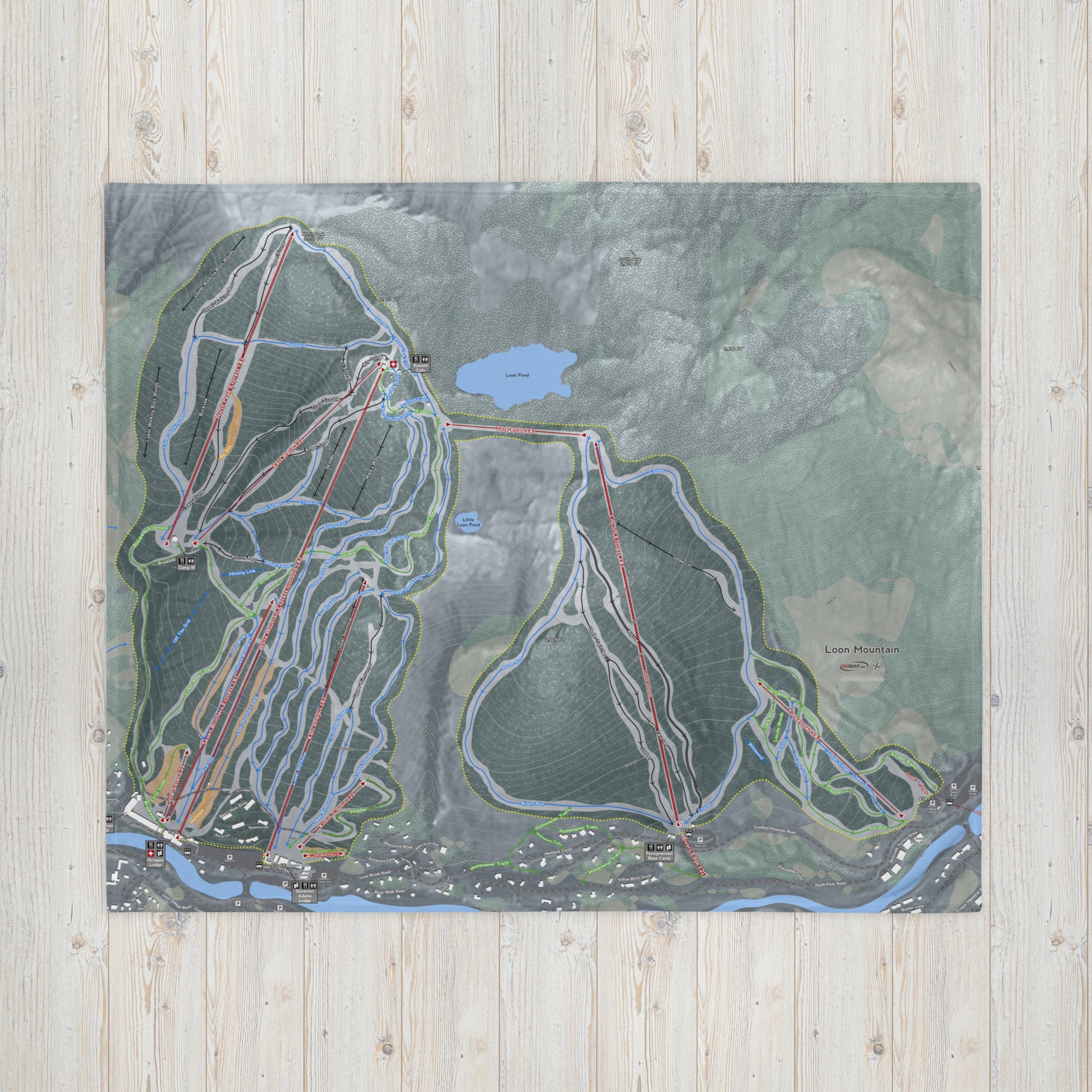 Loon Mountain, New Hampshire Ski Resort Map blanket - Powderaddicts