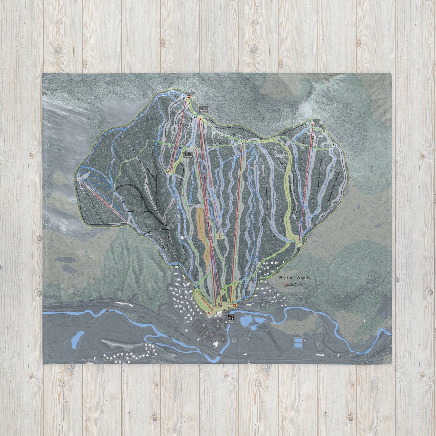 Bretton Woods, New Hampshire Ski Resort Map blanket - Powderaddicts
