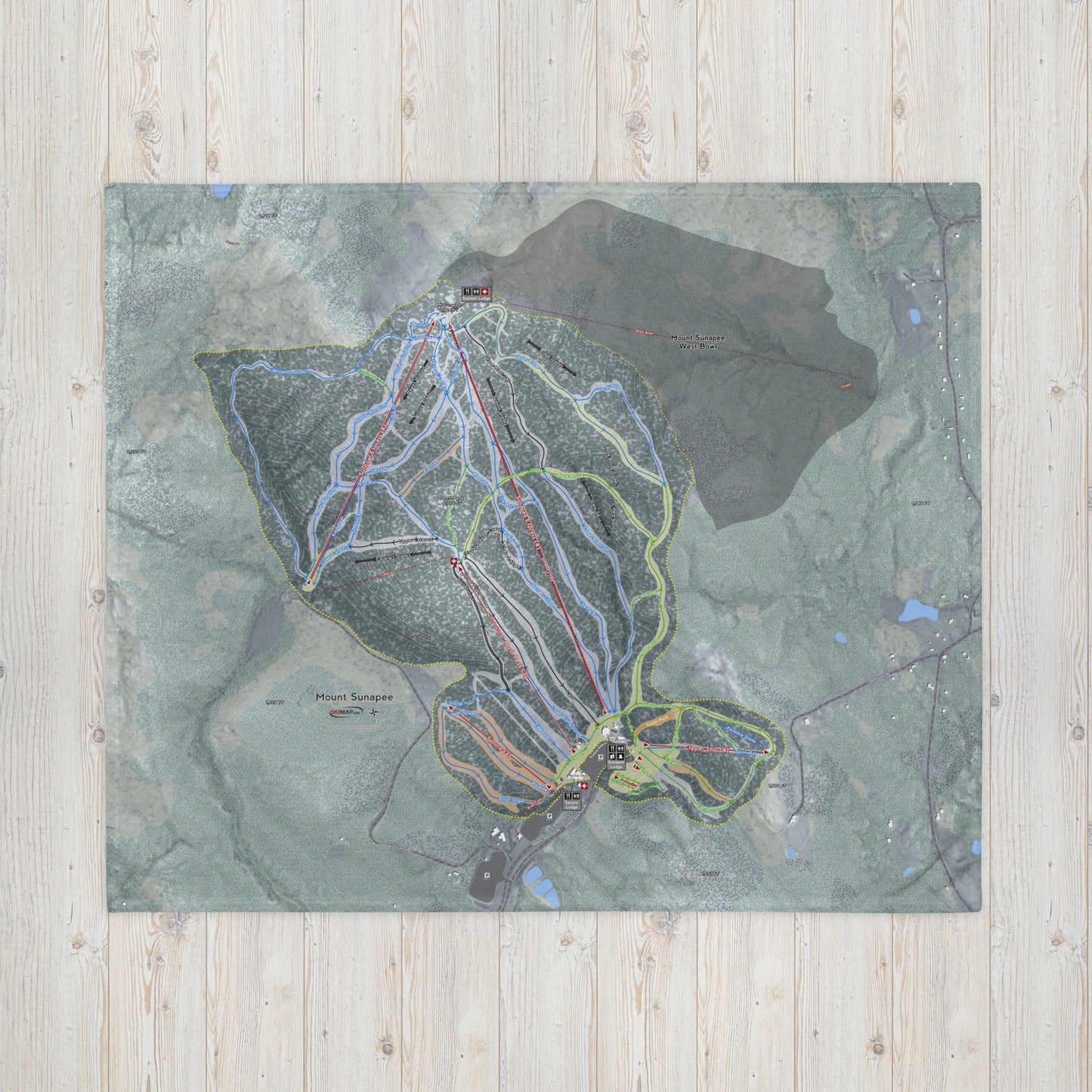 Mount Sunapee, New Hampshire Ski Resort Map blanket - Powderaddicts