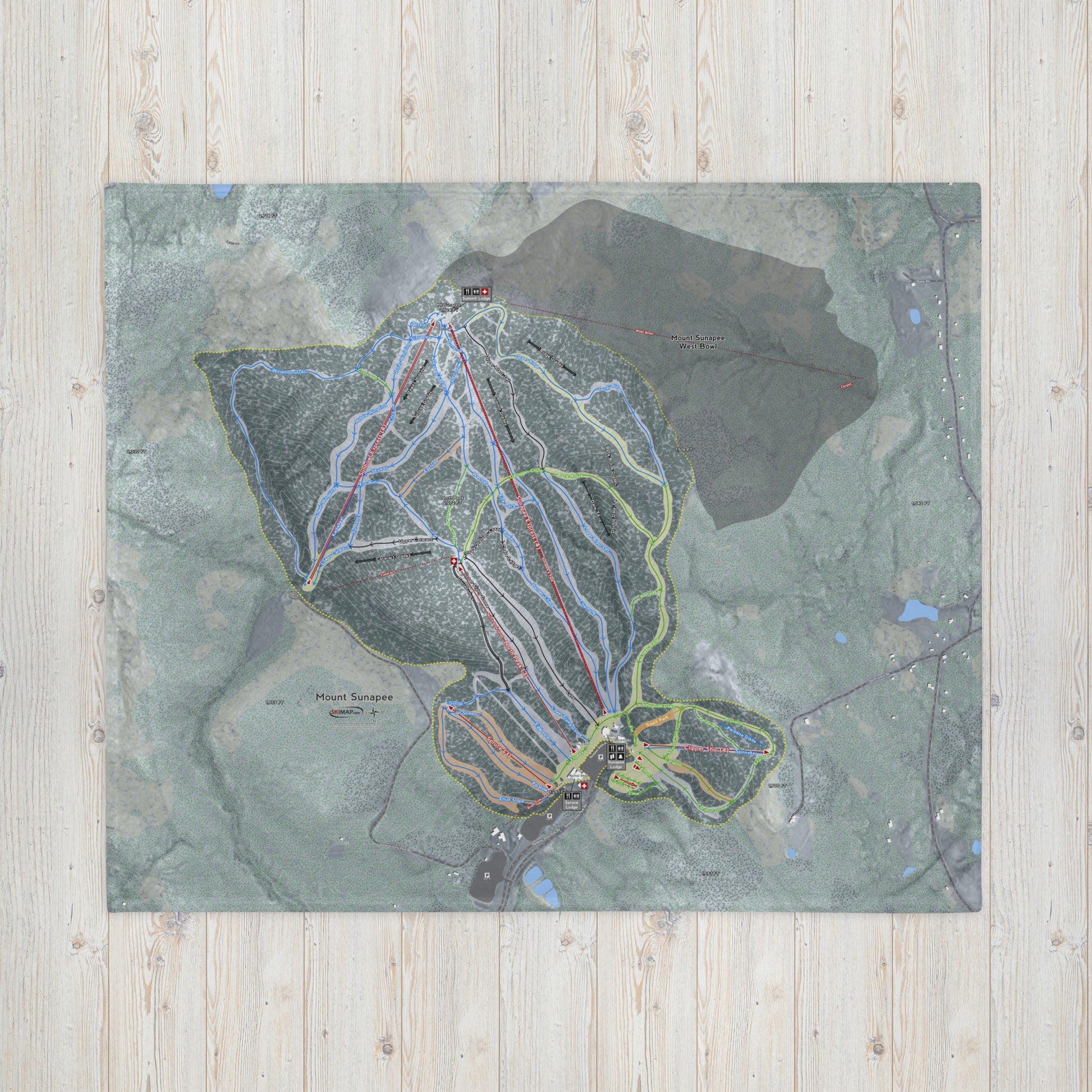 Mount Sunapee, New Hampshire Ski Resort Map blanket - Powderaddicts