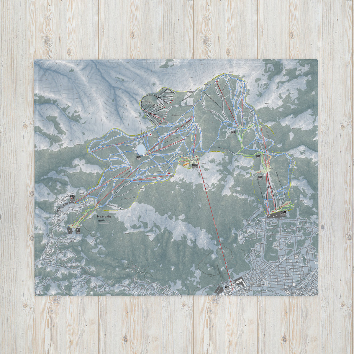 Heavenly, Nevada Ski Resort Map Blanket - Powderaddicts