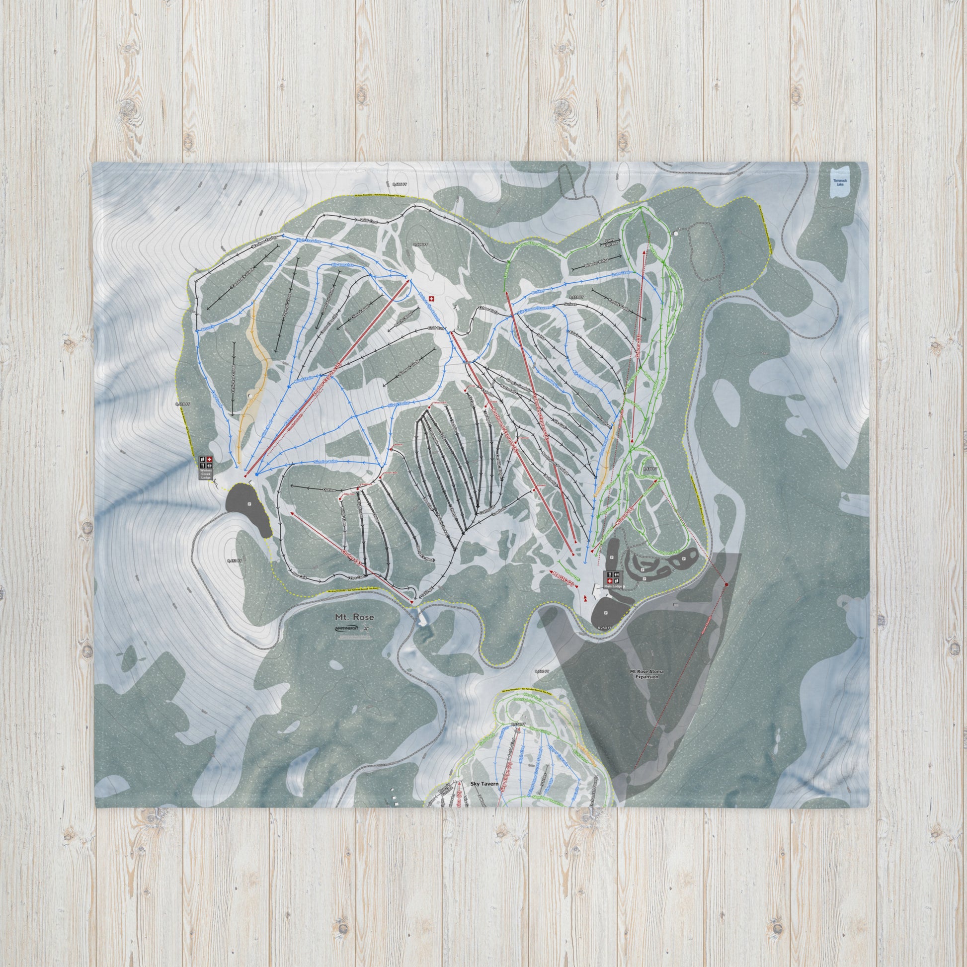 Mt Rose, Nevada Ski Resort Map Blanket - Powderaddicts