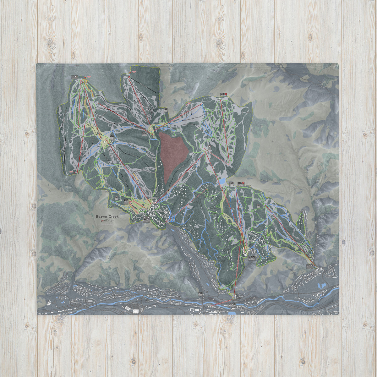 Beaver Creek, Colorado Ski Resort Map blanket - Powderaddicts