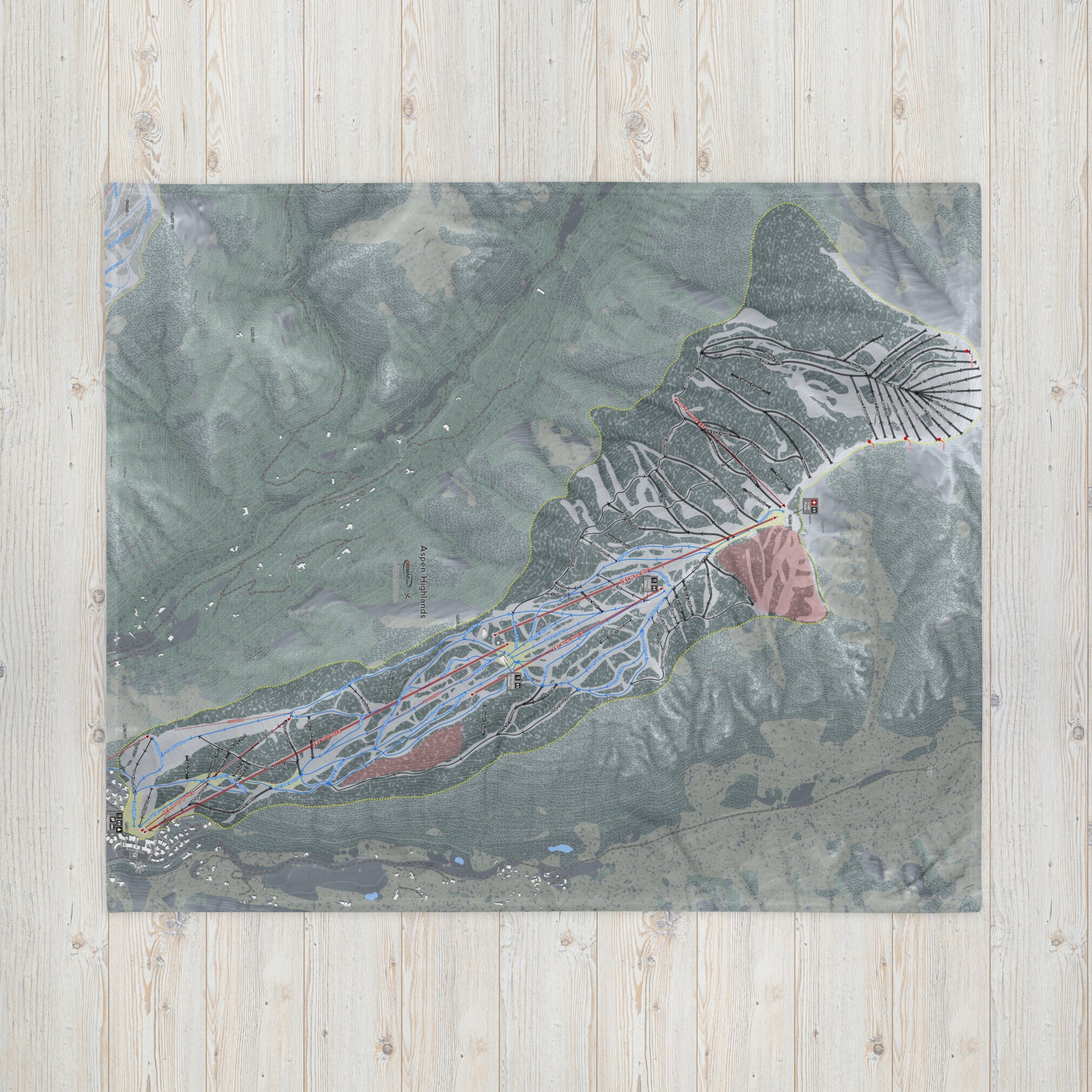 Aspen Highlands, Colorado Ski Resort Map blanket - Powderaddicts