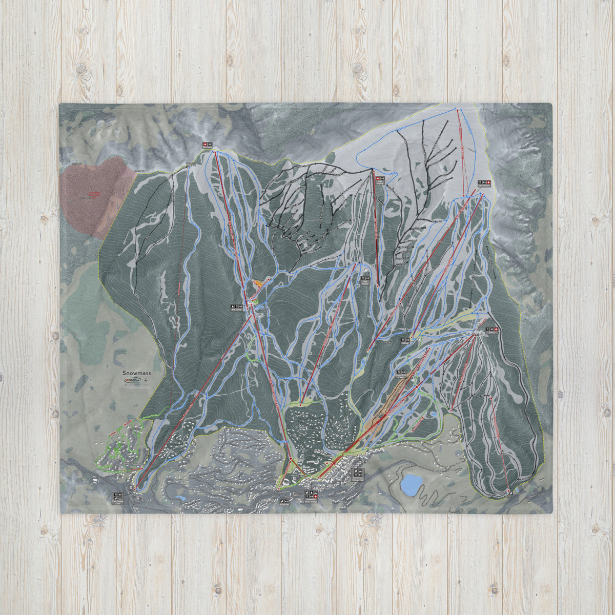 Snowmass, Colorado Ski Resort Map blanket