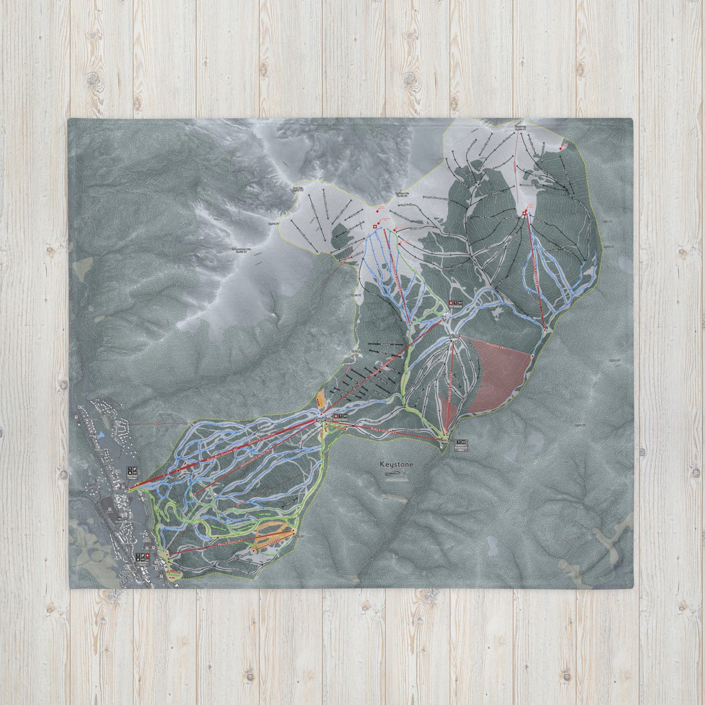 Keystone, Colorado Ski Resort Map blanket - Powderaddicts