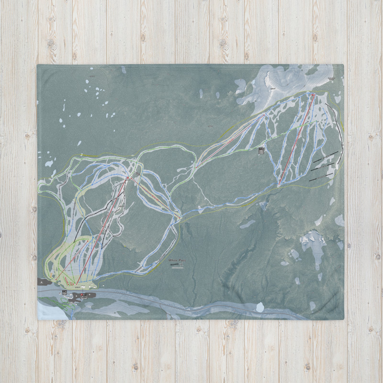 White Pass, Washington Ski Resort Map Blanket - Powderaddicts