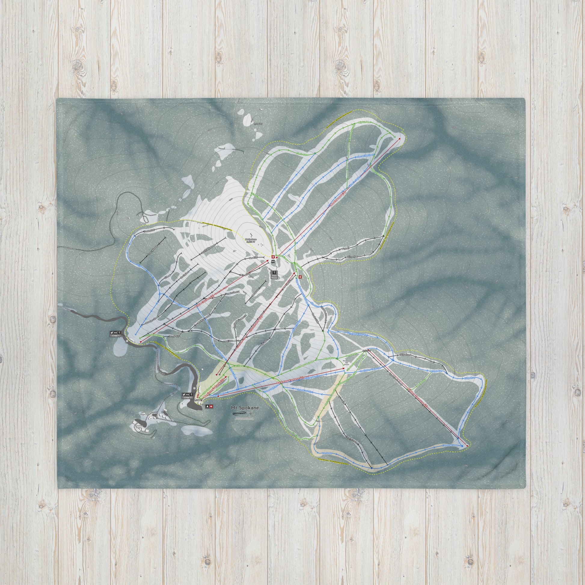 Mt. Spokane, Washington Ski Resort Map Blanket - Powderaddicts