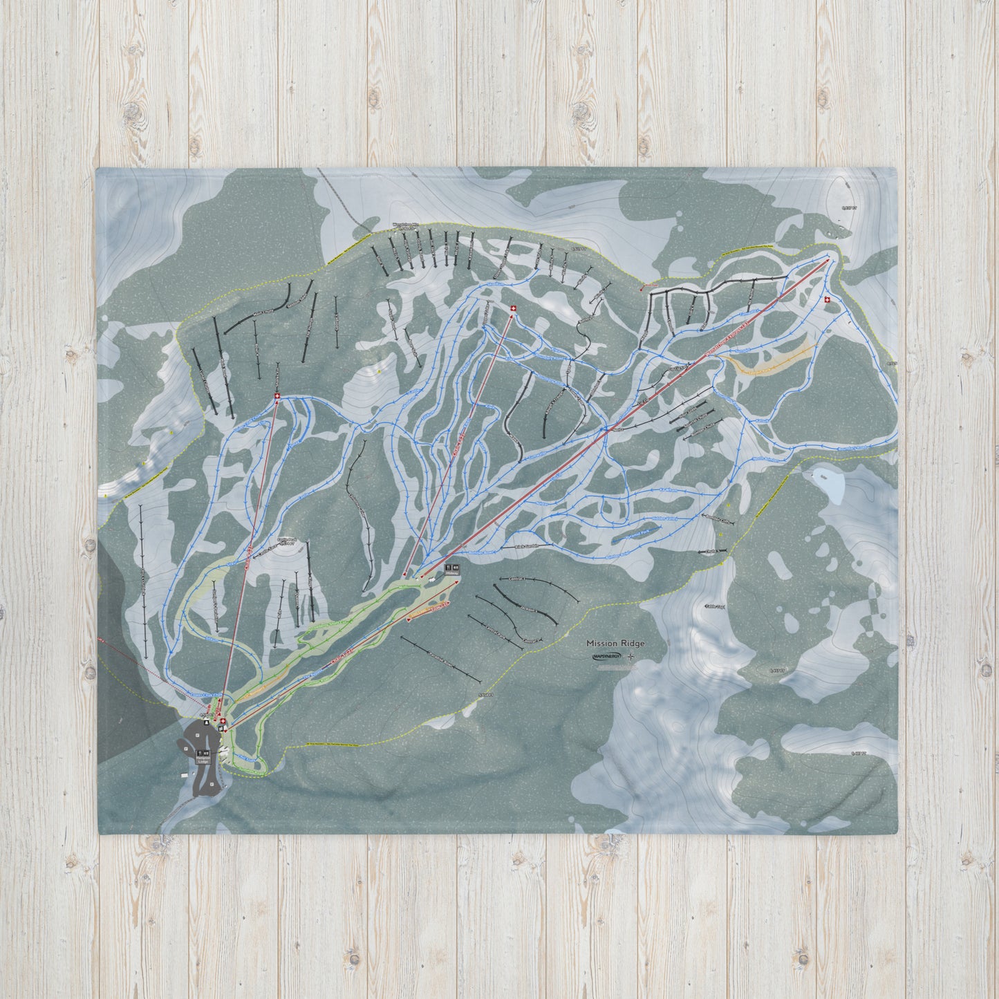 Mission Ridge, Washington Ski Resort Map Blanket - Powderaddicts