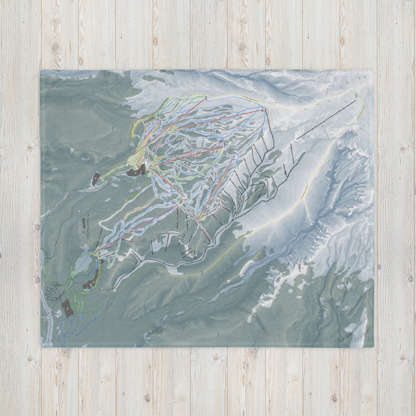 Mt Hood Meadows, Oregon Ski Resort Map Blanket - Powderaddicts