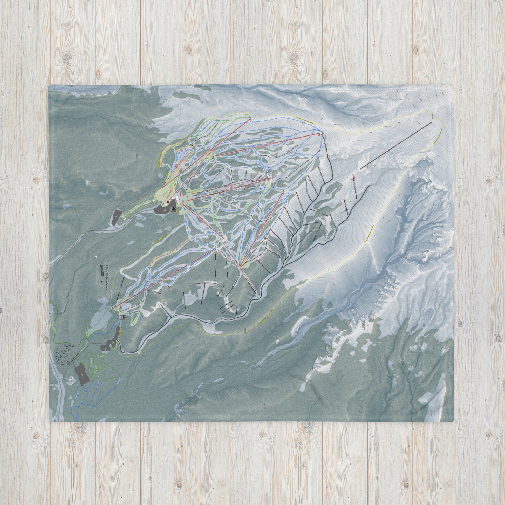 Mt Hood Meadows, Oregon Ski Resort Map Blanket - Powderaddicts