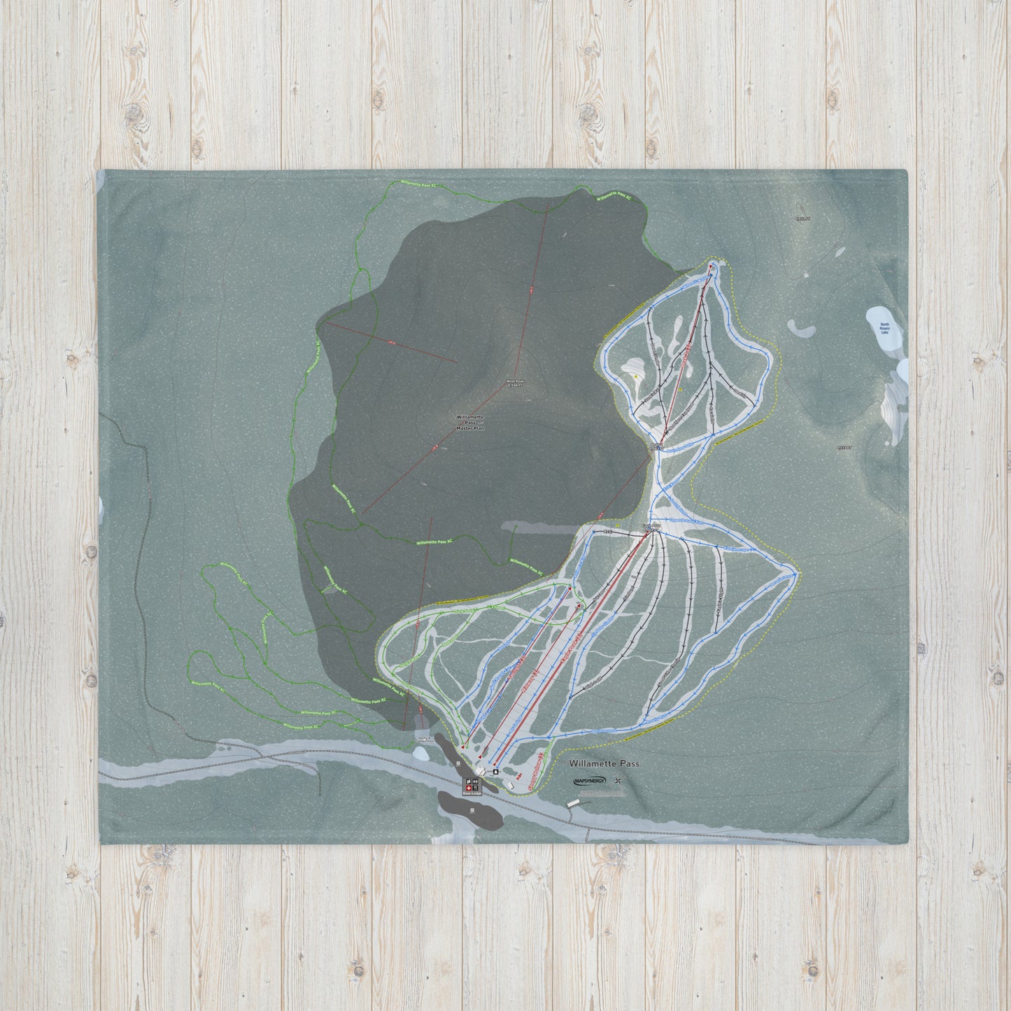 Willamette Pass, Oregon Ski Resort Map Blanket - Powderaddicts
