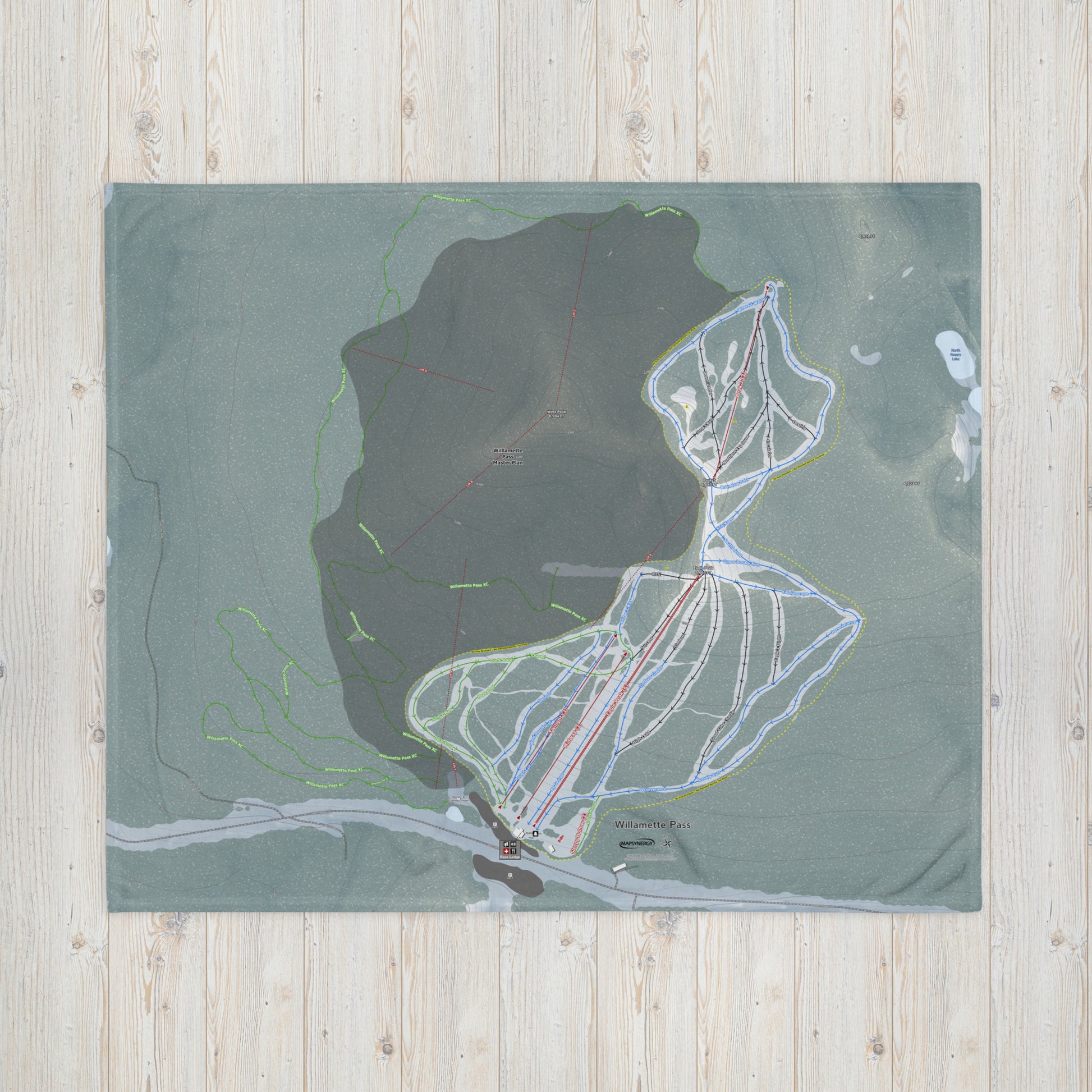 Willamette Pass, Oregon Ski Resort Map Blanket - Powderaddicts