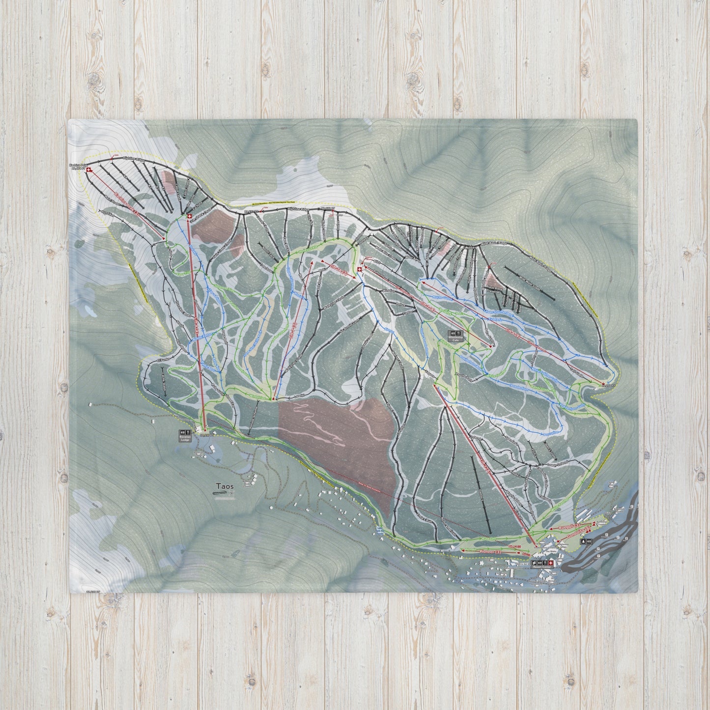 Taos, New Mexico Ski Resort Map Blanket - Powderaddicts