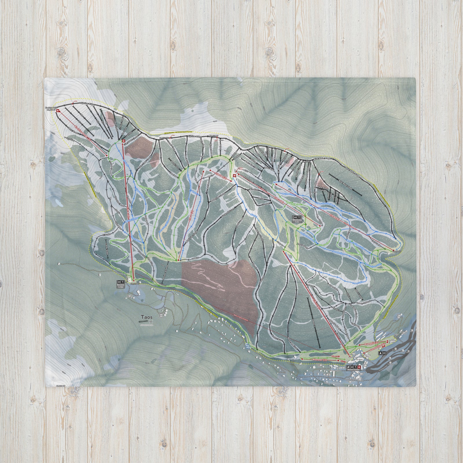 Taos, New Mexico Ski Resort Map Blanket - Powderaddicts