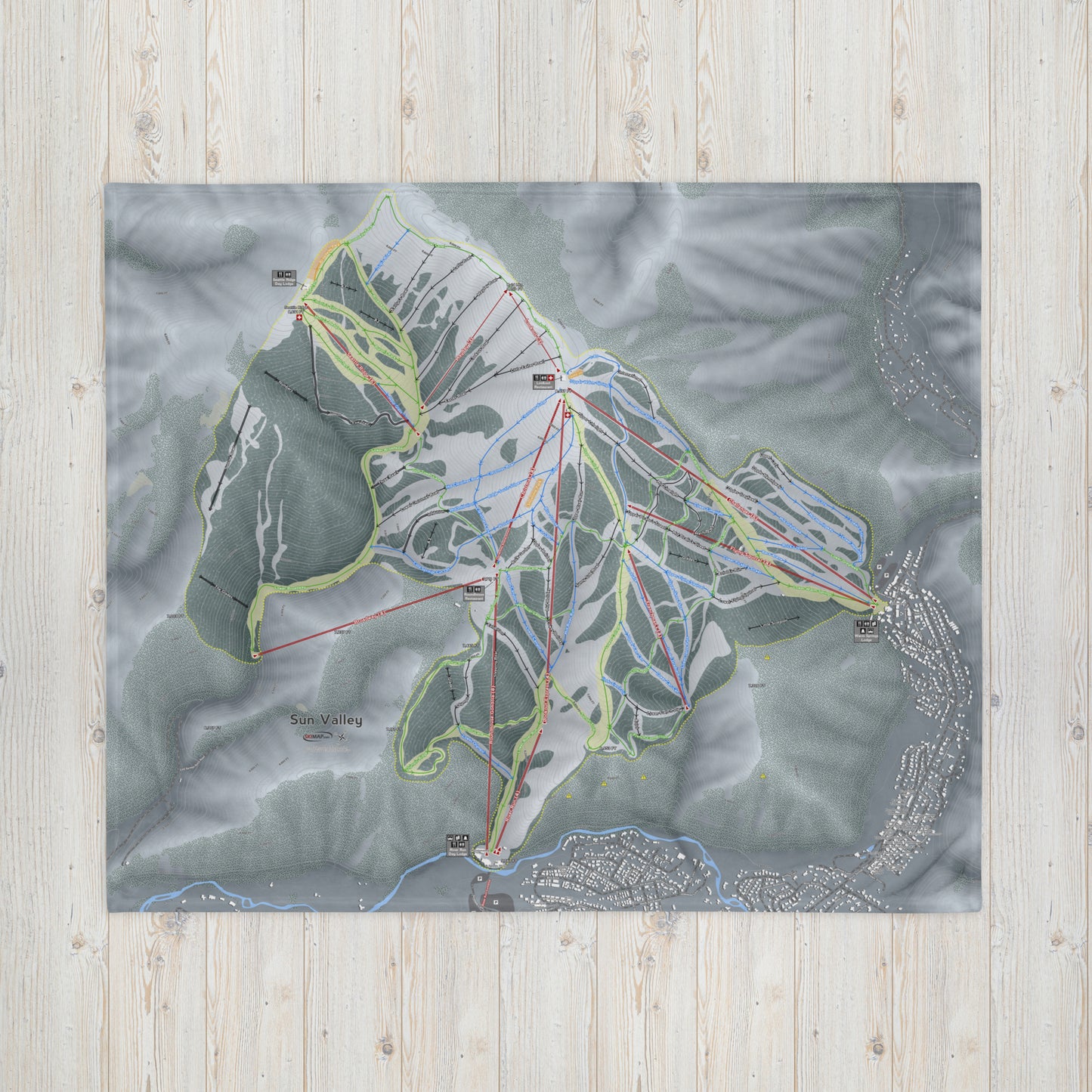 SUN VALLEY, IDAHO SKI RESORT MAP BLANKET - Powderaddicts