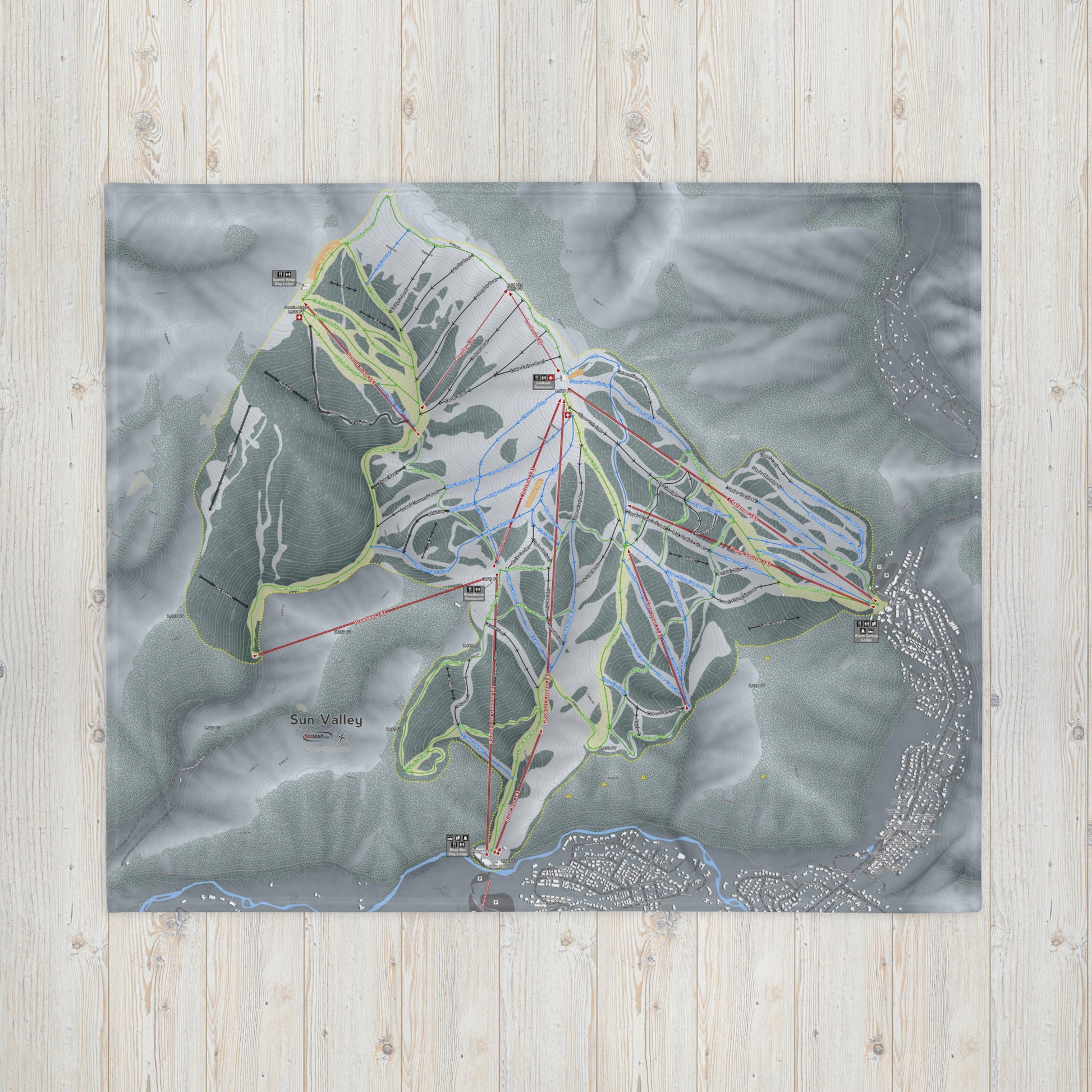 SUN VALLEY, IDAHO SKI RESORT MAP BLANKET - Powderaddicts