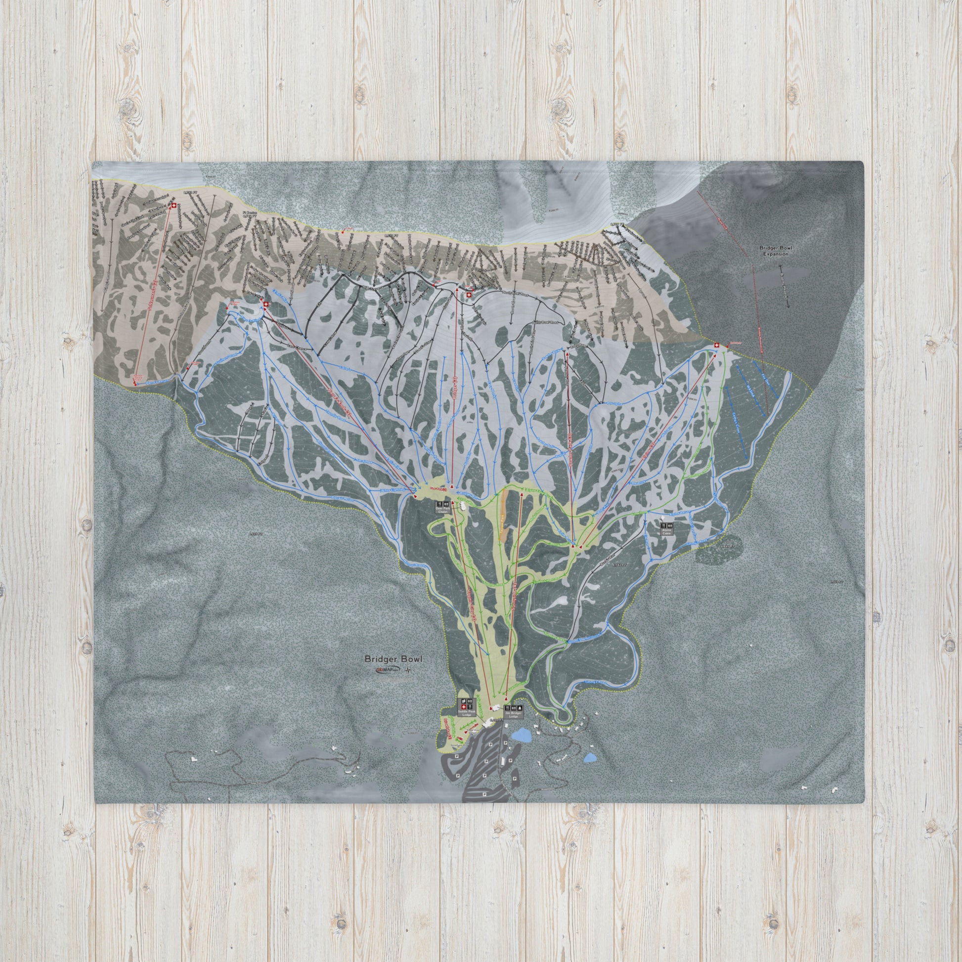 Bridger Bowl, Montana Ski Resort Map Blanket - Powderaddicts