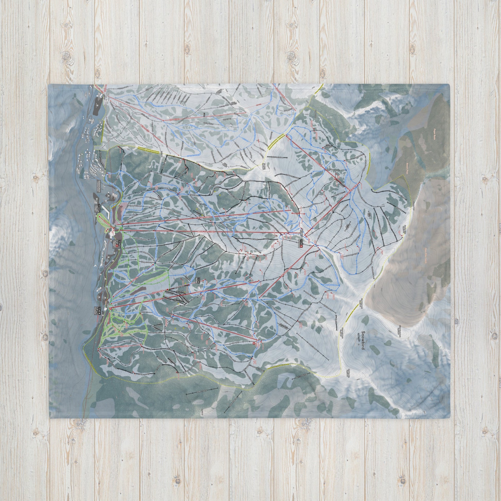 Snowbird, Utah Ski Resort Map blanket - Powderaddicts