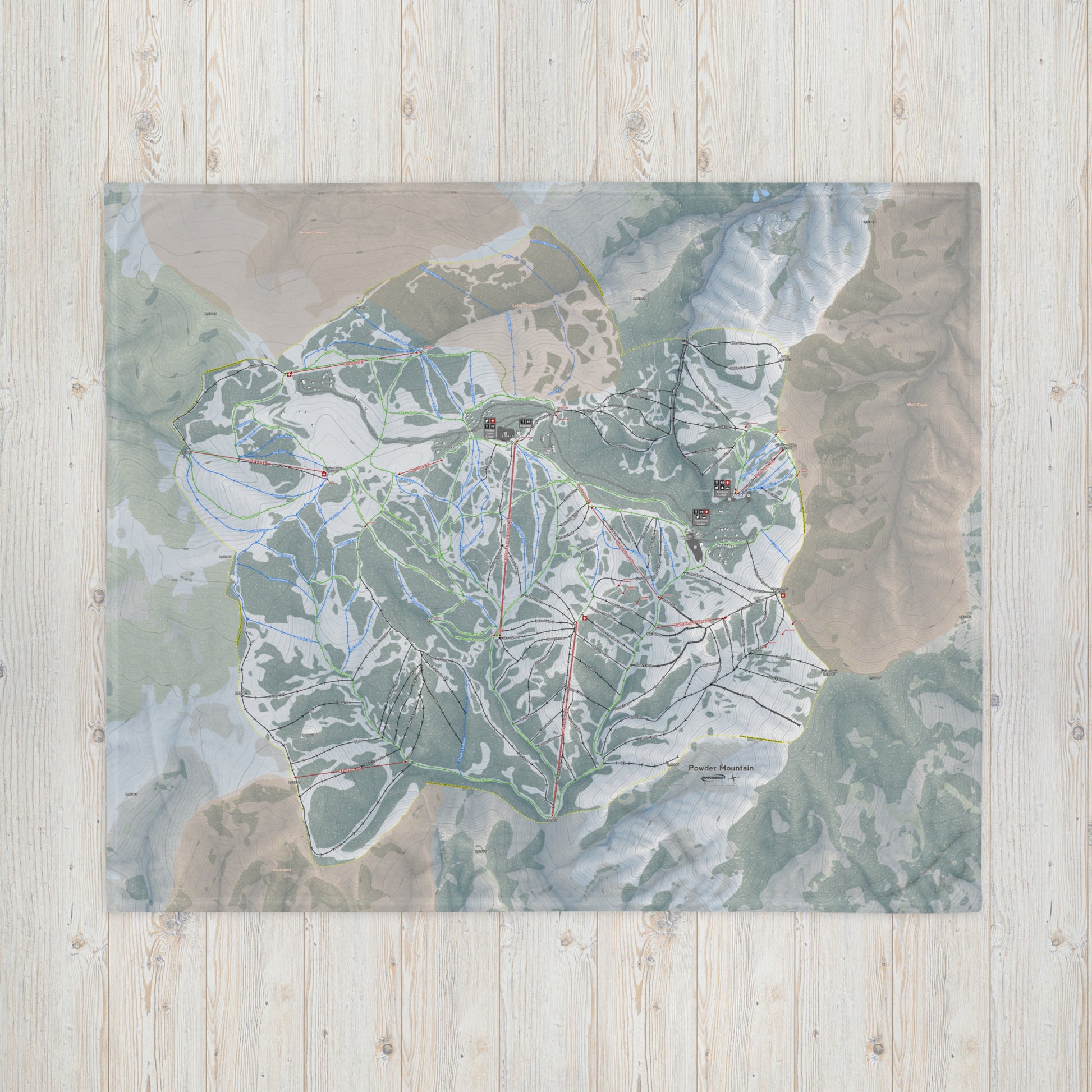 Powder Mountain, Utah Ski Resort Map blanket - Powderaddicts