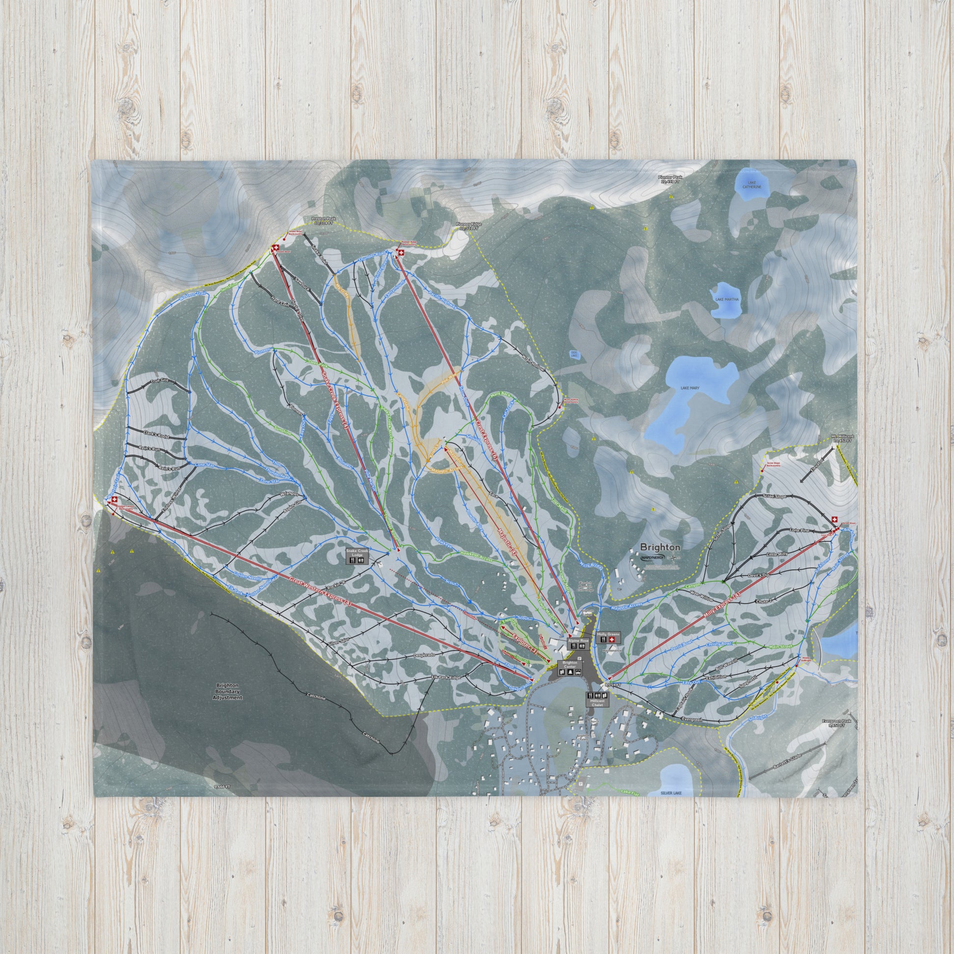 Brighton, Utah Ski Resort Map blanket - Powderaddicts