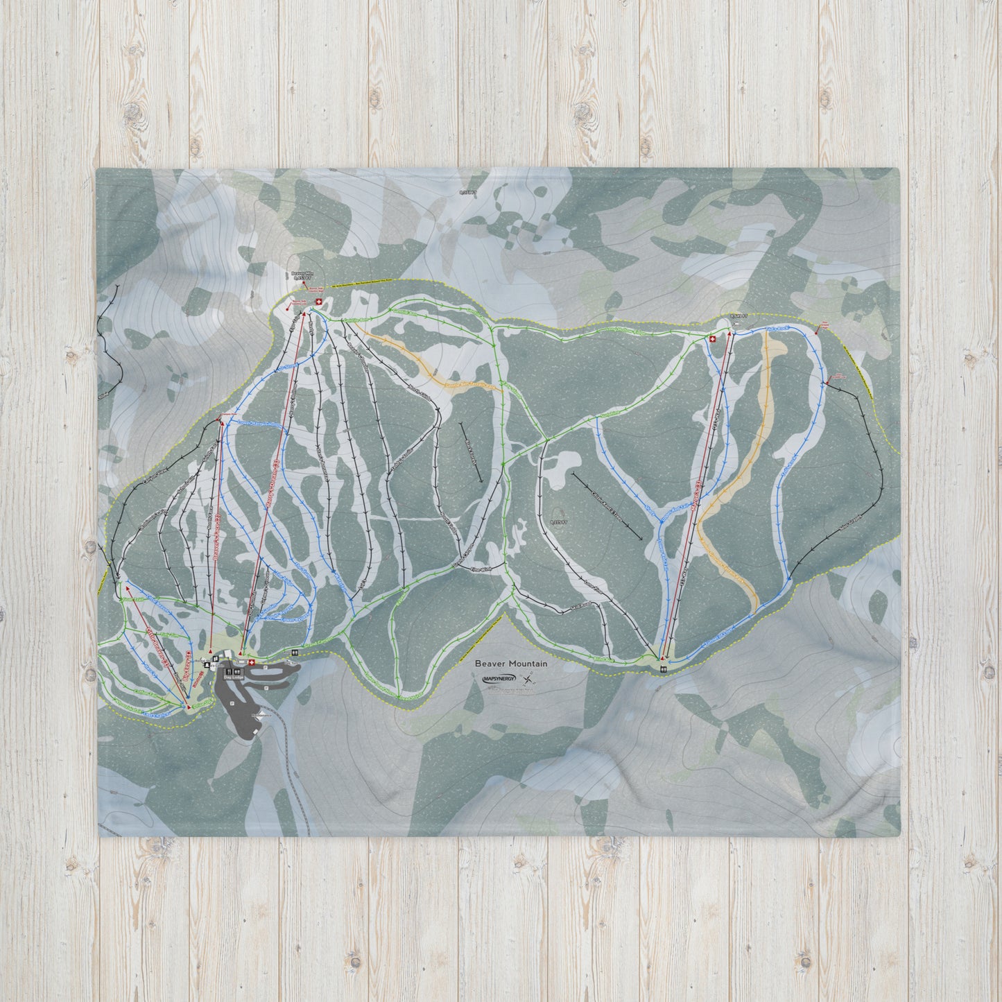 Beaver Mountain, Utah Ski Resort Map blanket - Powderaddicts