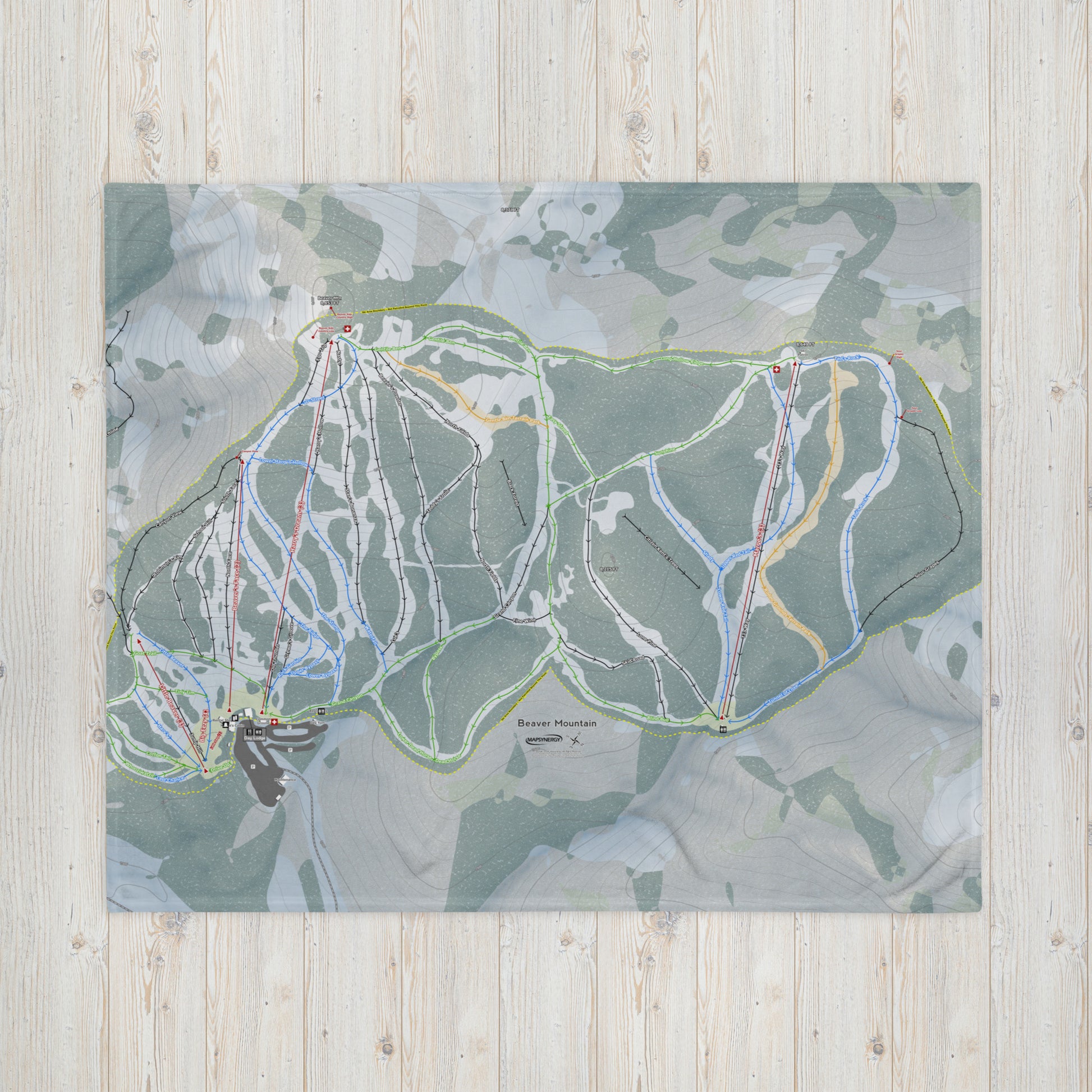 Beaver Mountain, Utah Ski Resort Map blanket - Powderaddicts