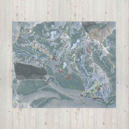 Big Cottonwood Canyon, Utah Ski Trail Map blanket - Powderaddicts