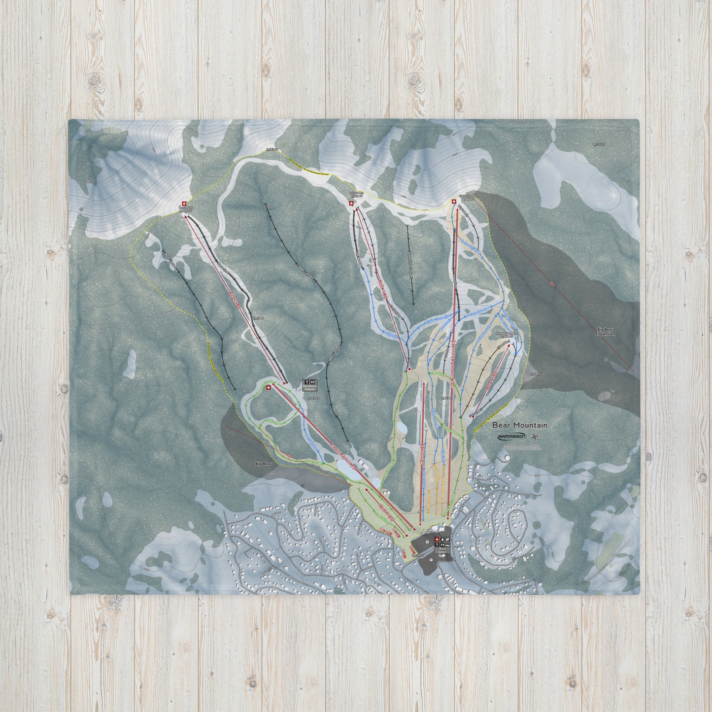 Bear Mountain, California Ski Resort Map Blanket - Powderaddicts