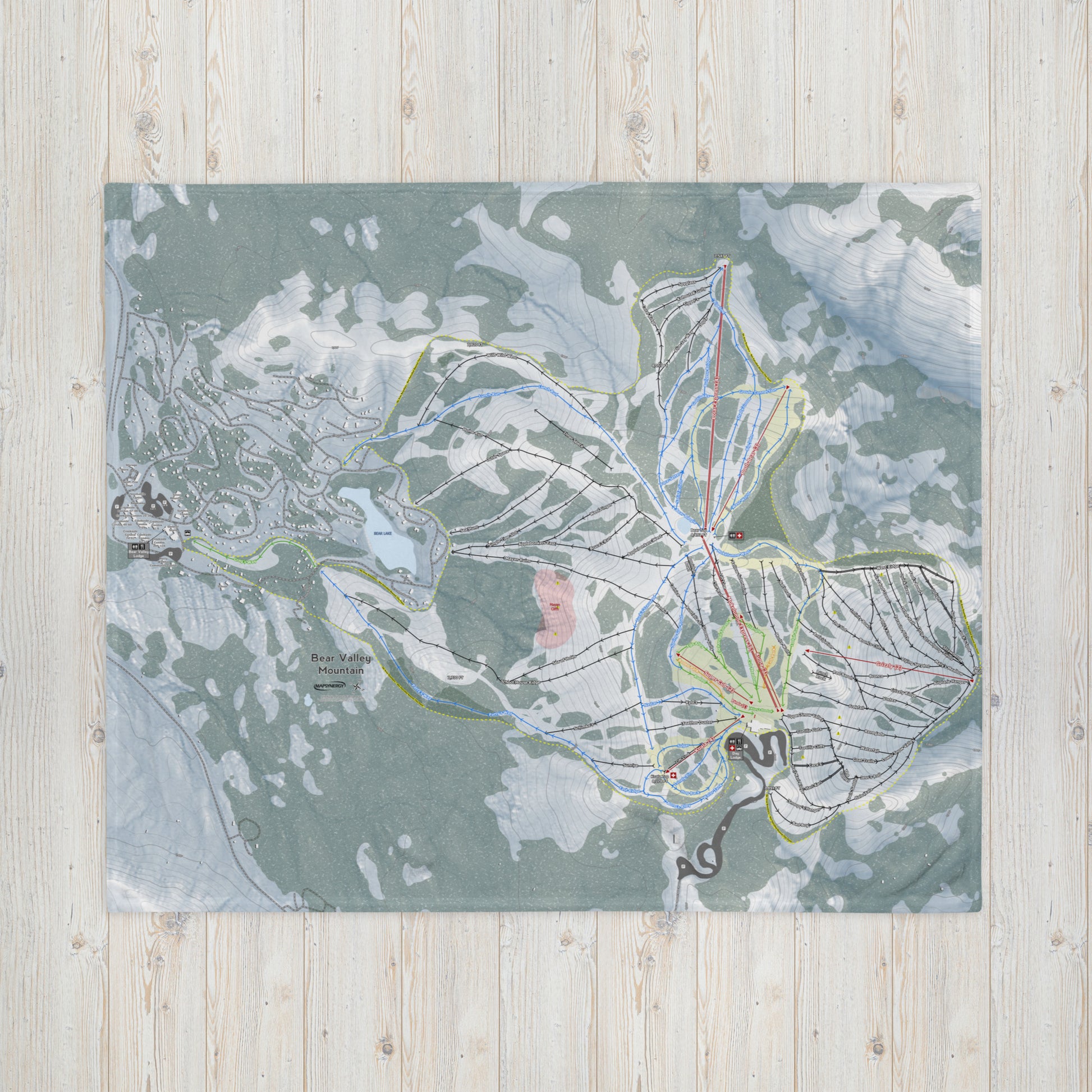 Bear Valley Mountain, California Ski Resort Map Blanket - Powderaddicts
