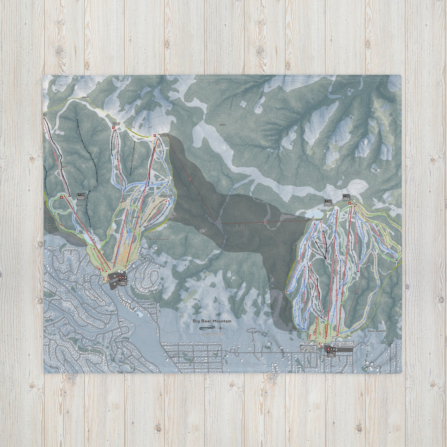 Big Bear Mountain, California Ski Resort Map Blanket - Powderaddicts