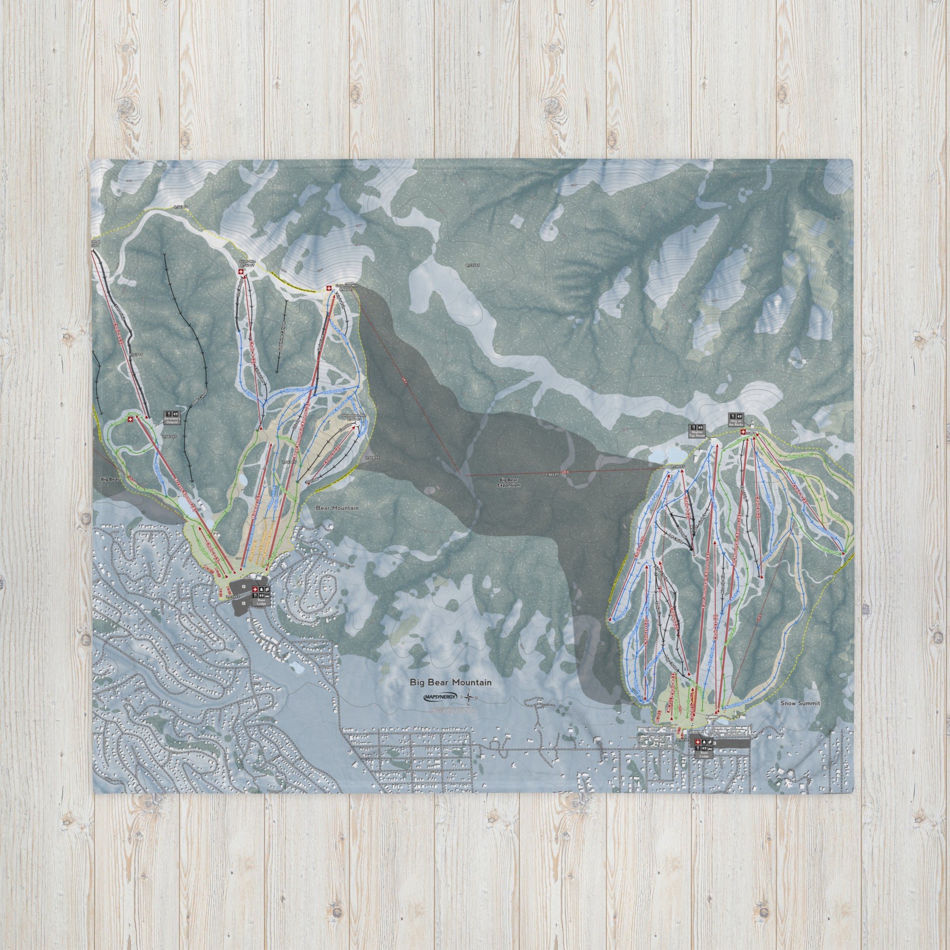 Big Bear Mountain, California Ski Resort Map Blanket - Powderaddicts