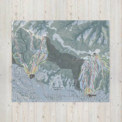 Big Bear Mountain, California Ski Resort Map Blanket - Powderaddicts