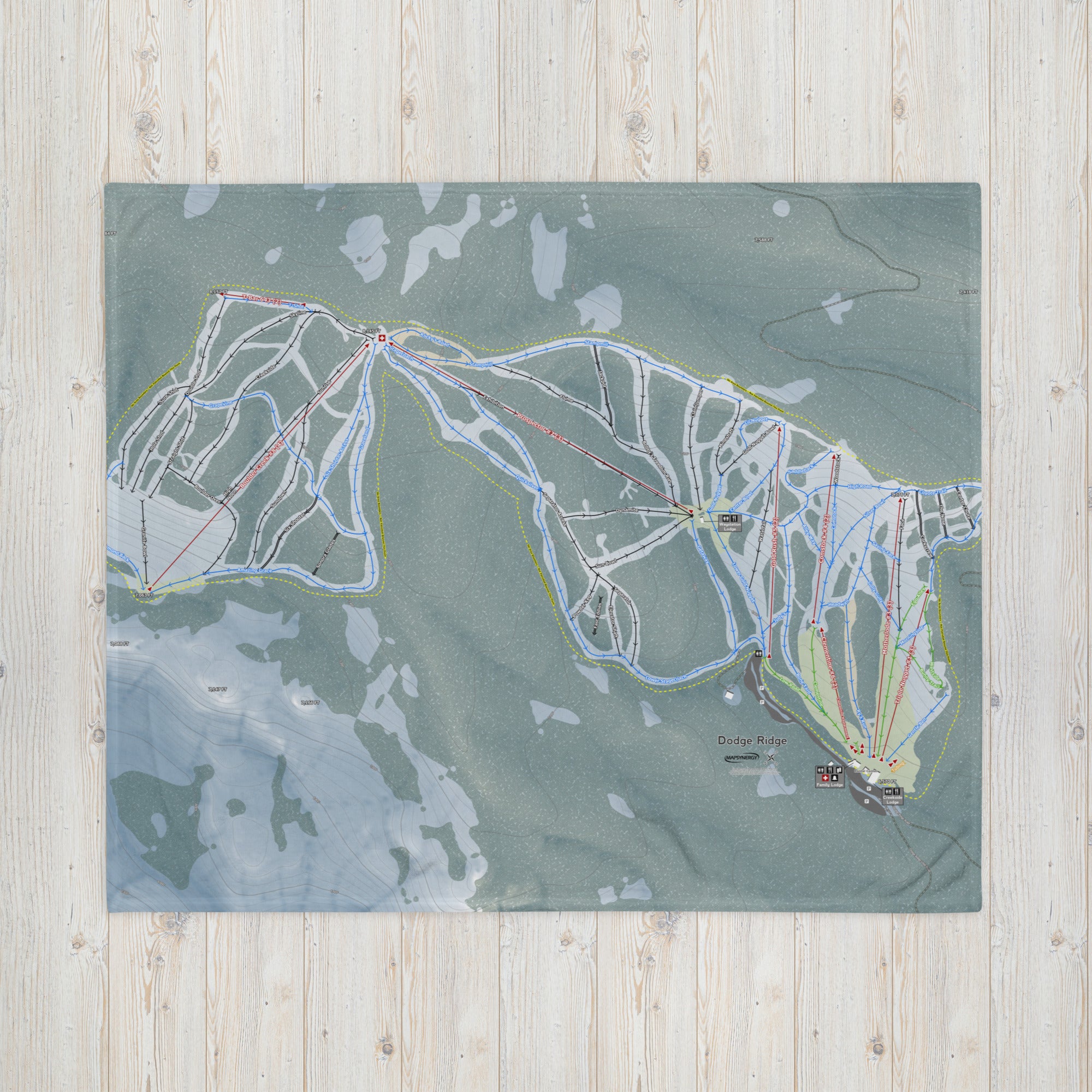 Dodge Ridge, California Ski Resort Map Blanket - Powderaddicts