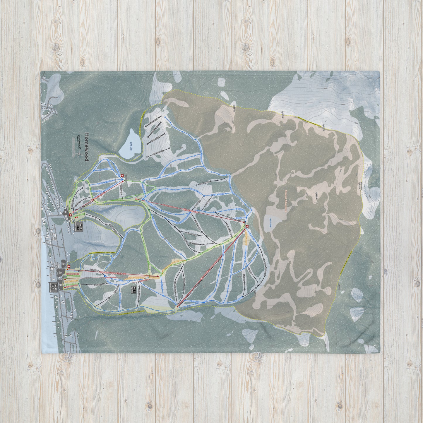 Homewood, California Ski Resort Map Blanket - Powderaddicts