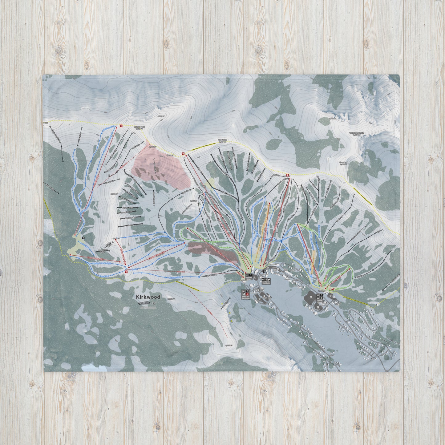 Kirkwood, California Ski Resort Map Blanket - Powderaddicts