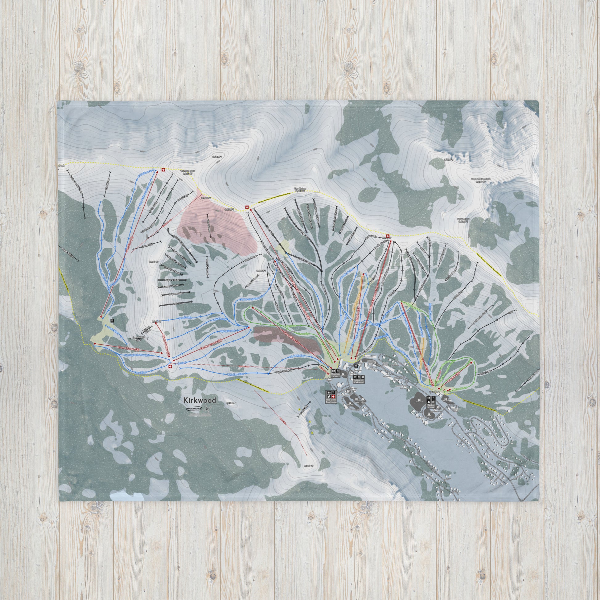 Kirkwood, California Ski Resort Map Blanket - Powderaddicts