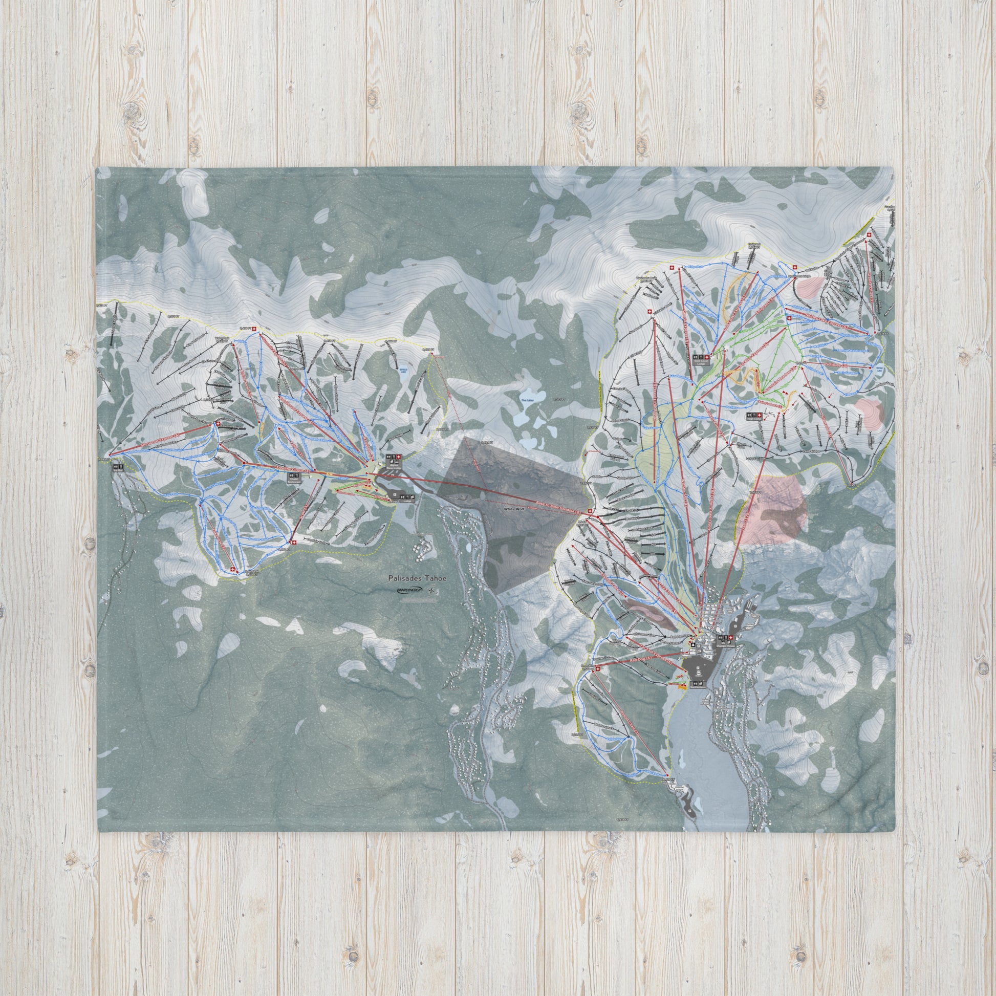 Palisades Tahoe, California Ski Resort Map Blanket - Powderaddicts