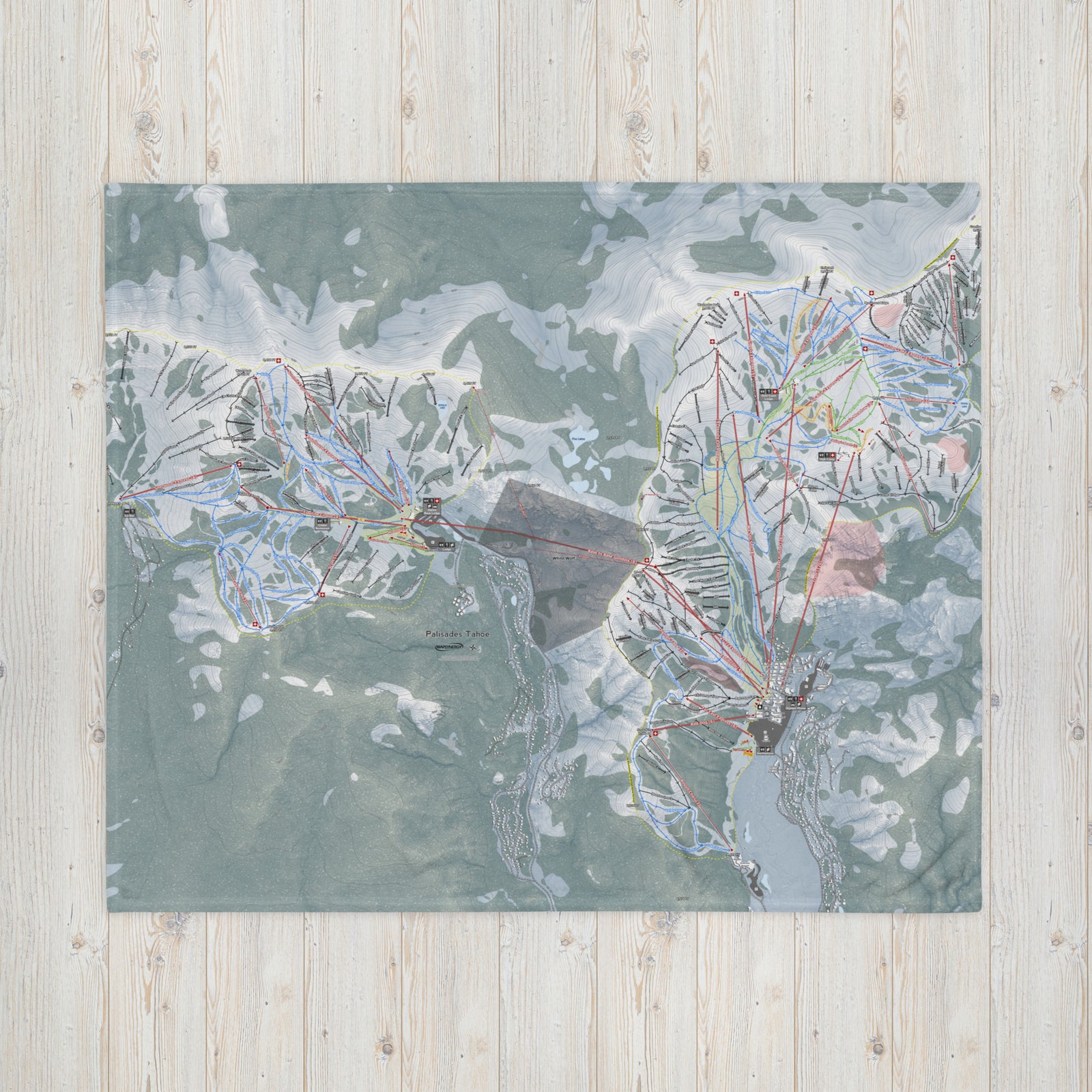 Palisades Tahoe, California Ski Resort Map Blanket - Powderaddicts