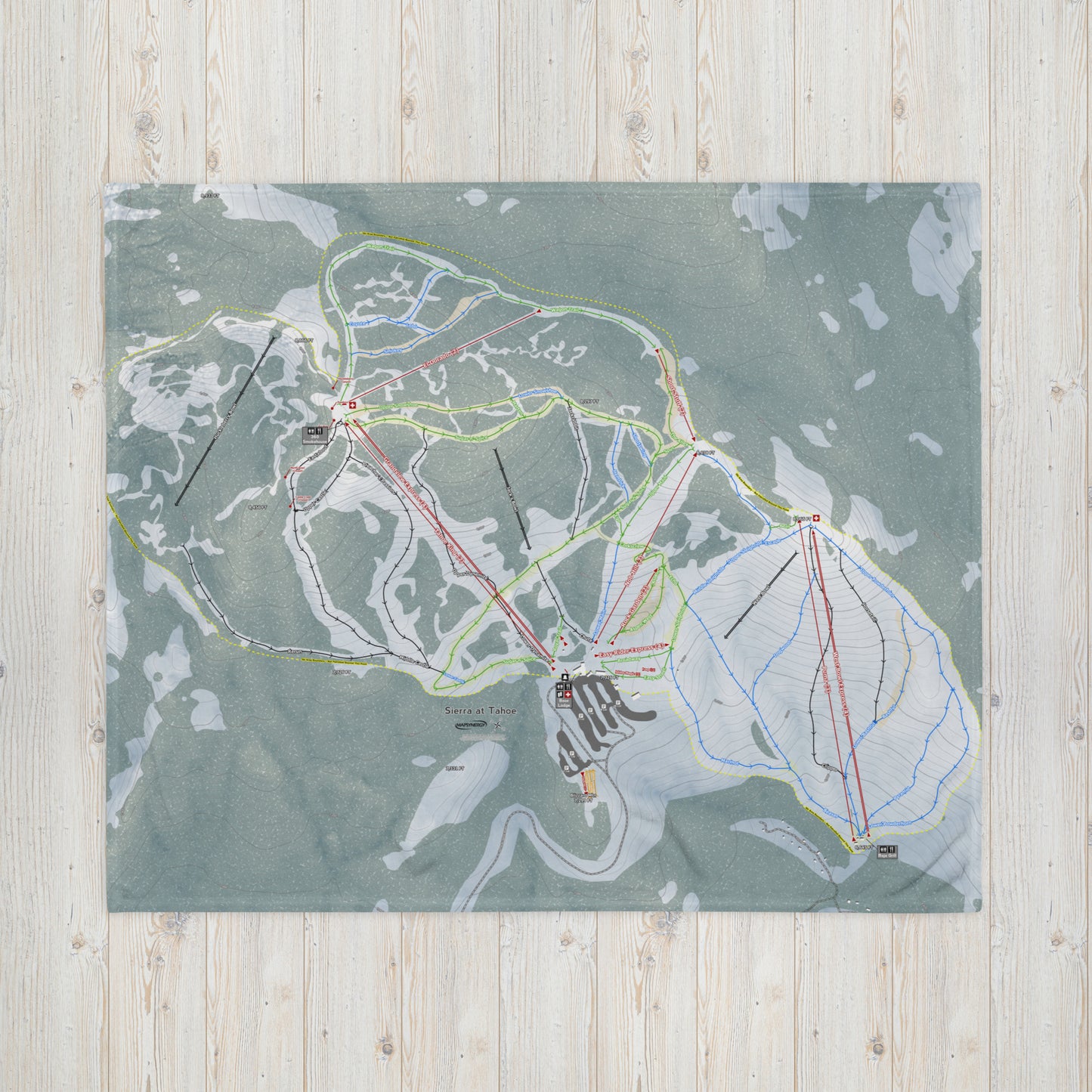 Sierra At Tahoe, California Ski Resort Map Blanket - Powderaddicts