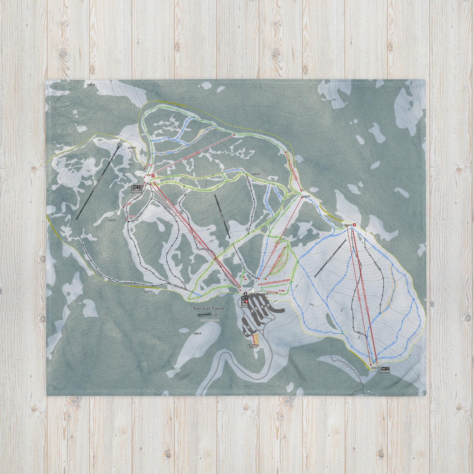 Sierra At Tahoe, California Ski Resort Map Blanket - Powderaddicts
