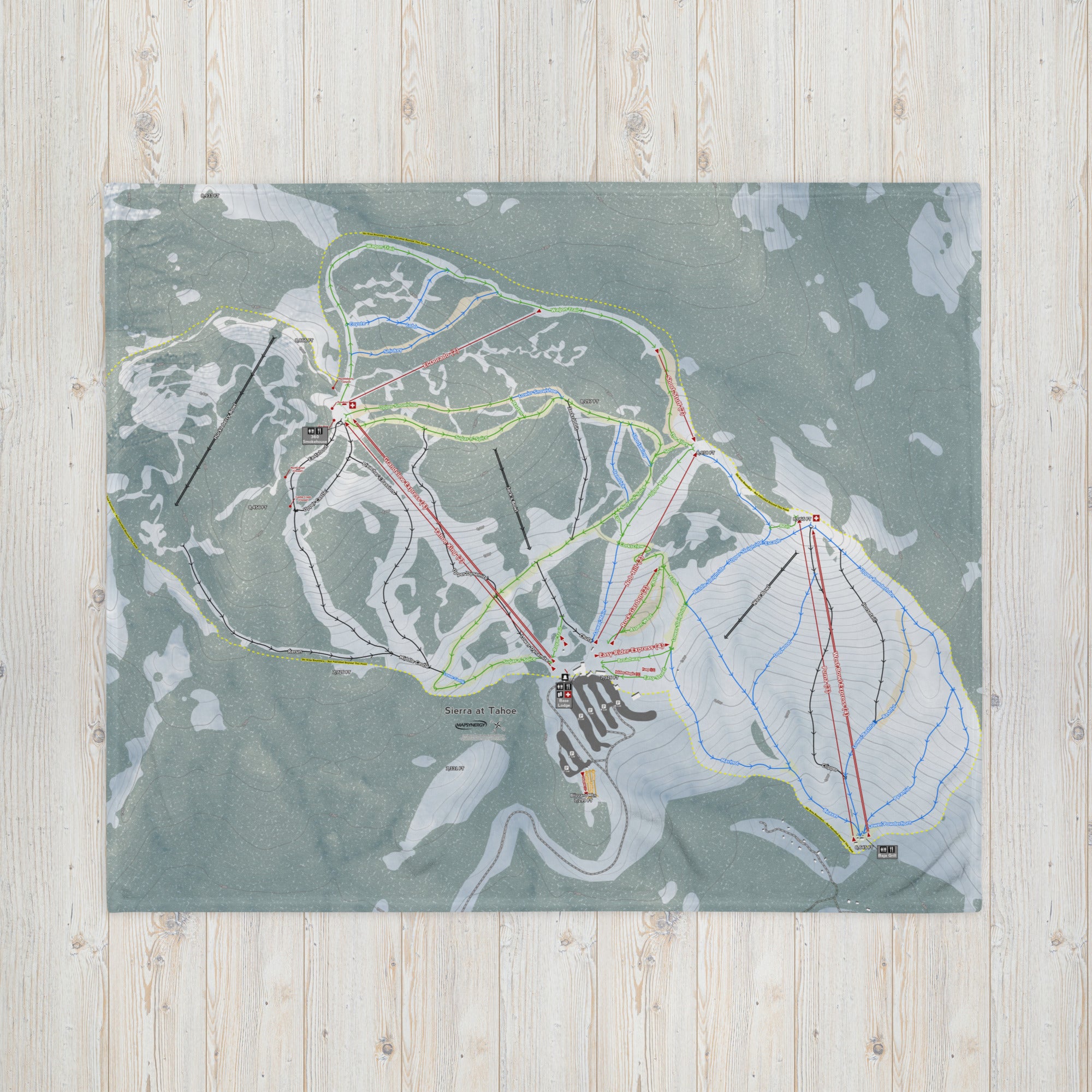 Sierra At Tahoe, California Ski Resort Map Blanket