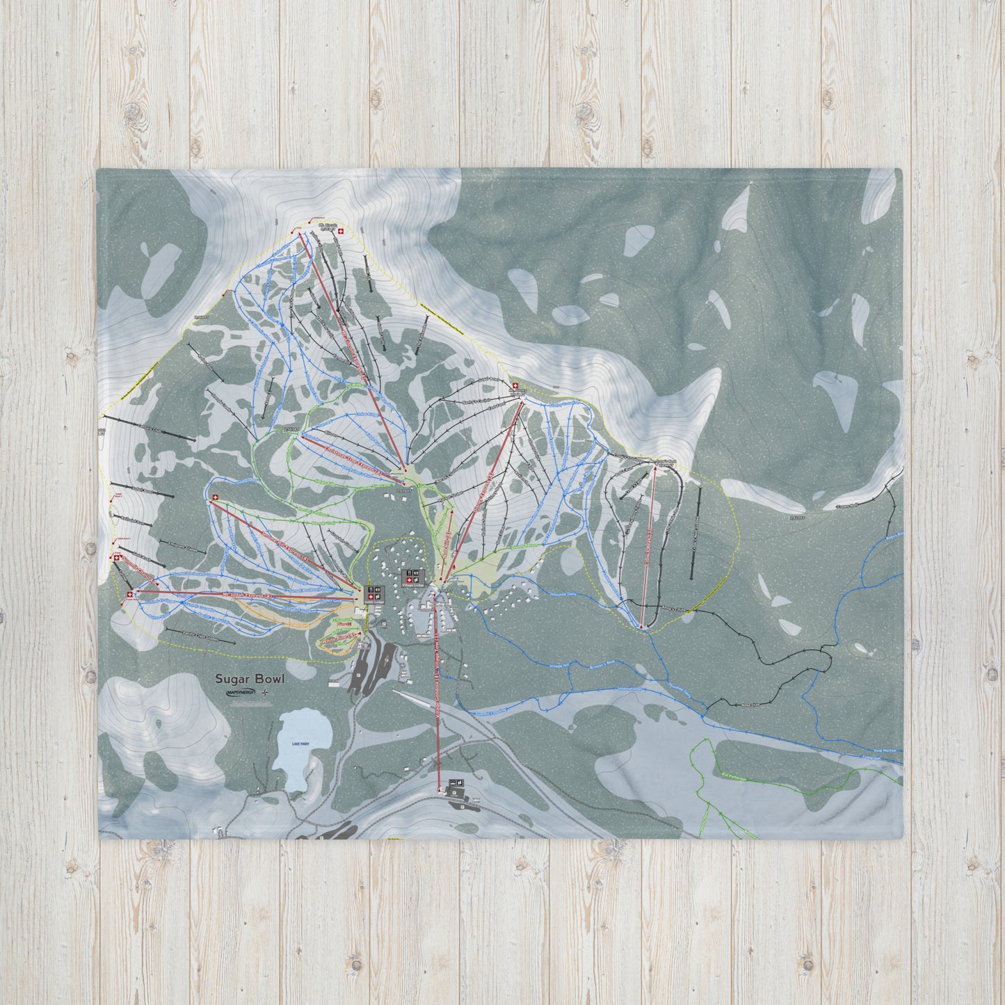 Sugar Bowl, California Ski Resort Map Blanket - Powderaddicts