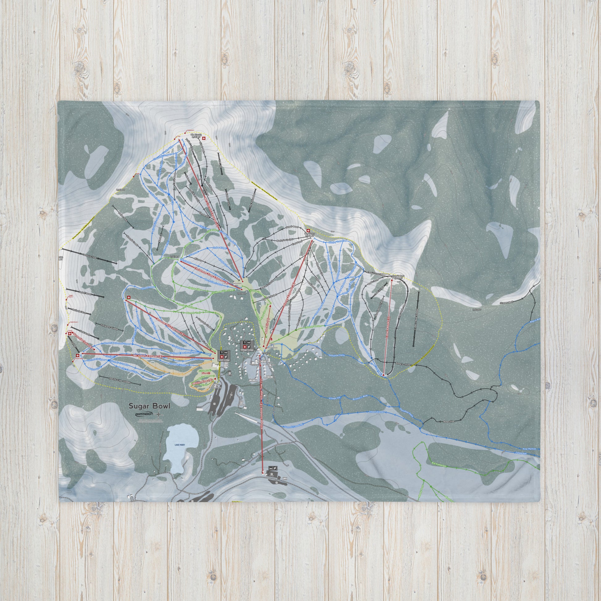 Sugar Bowl, California Ski Resort Map Blanket - Powderaddicts