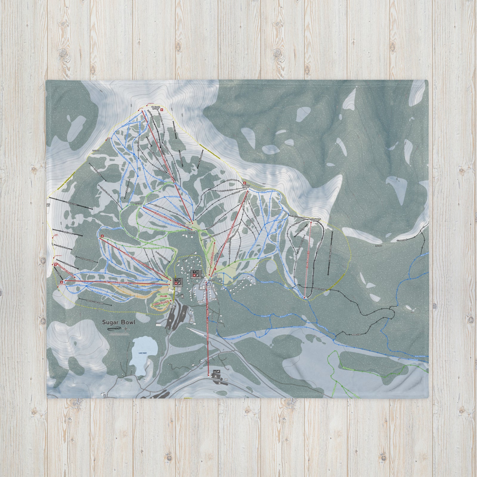 Sugar Bowl, California Ski Resort Map Blanket