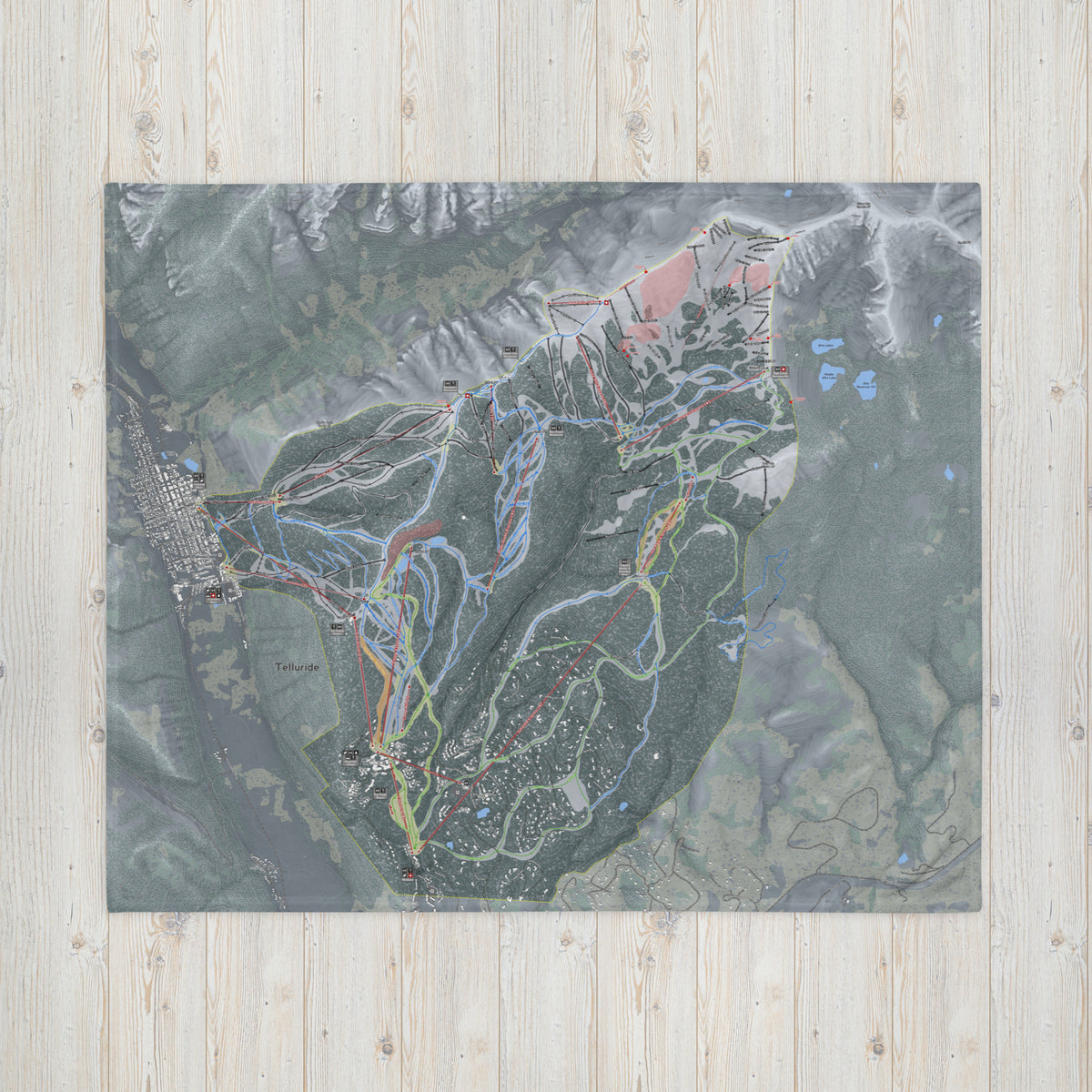 Telluride, Colorado Ski Resort Map Blanket - Powderaddicts