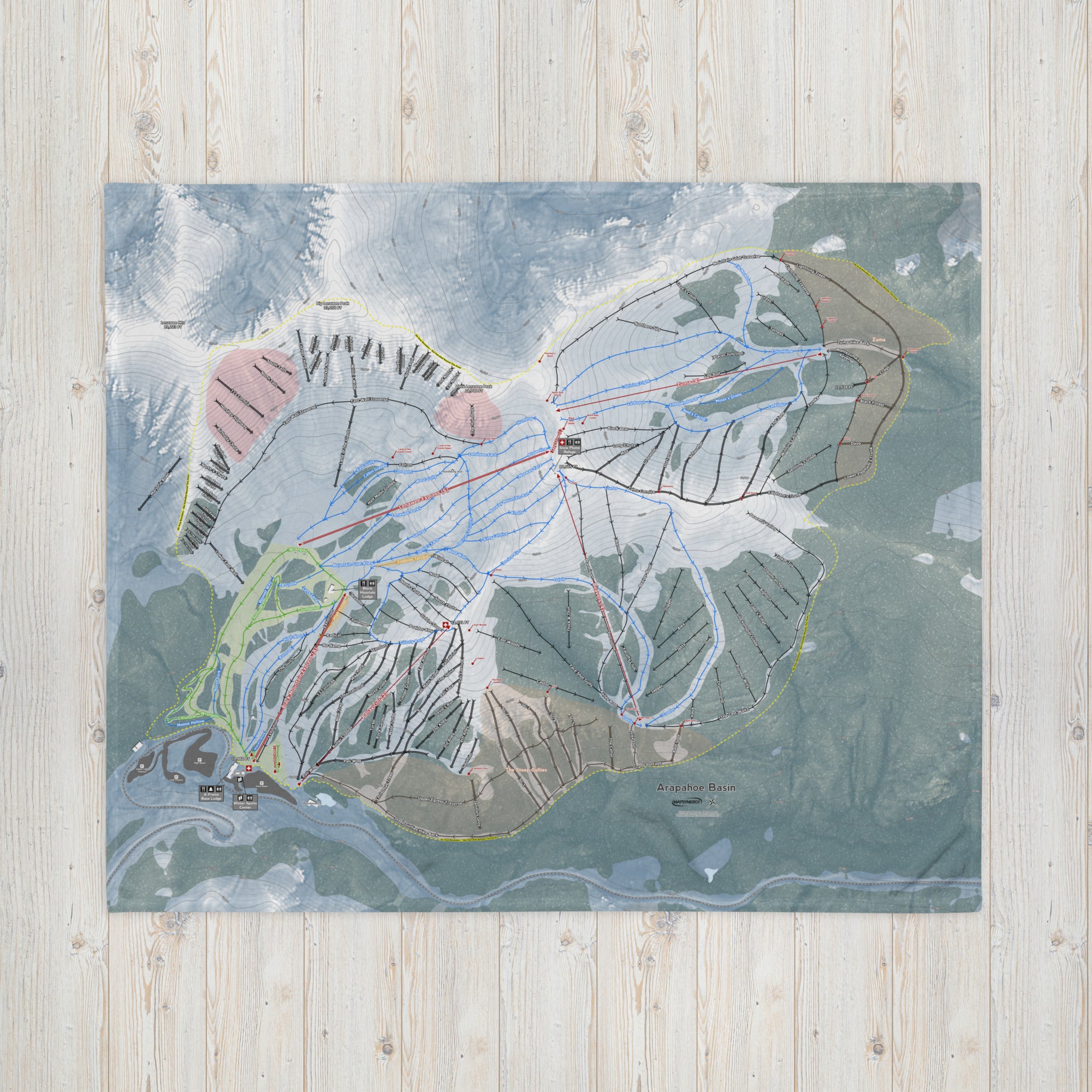Arapahoe Basin, Colorado Ski Resort Map Sherpa blanket