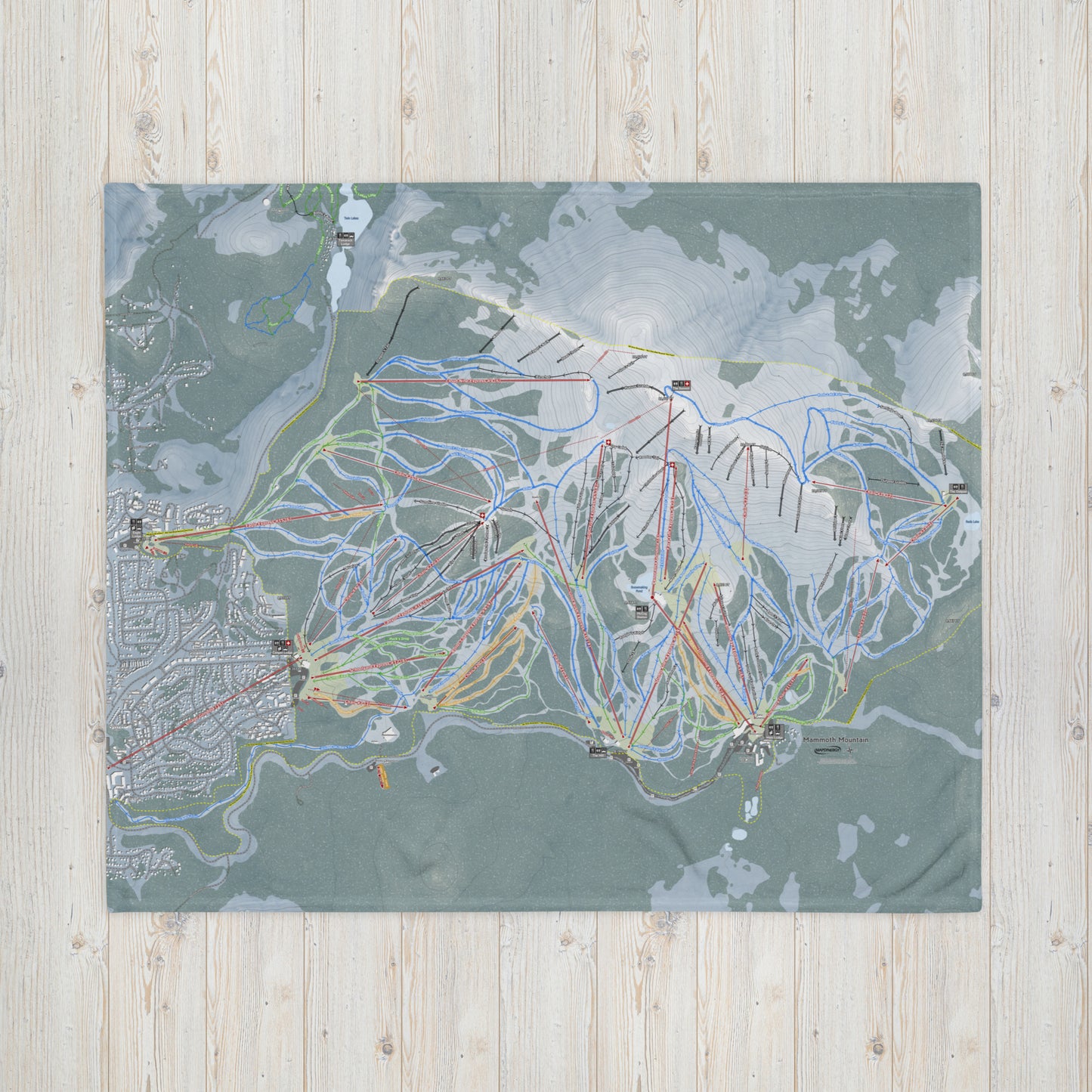 Mammoth Mountain, California Ski Resort Map Blanket - Powderaddicts